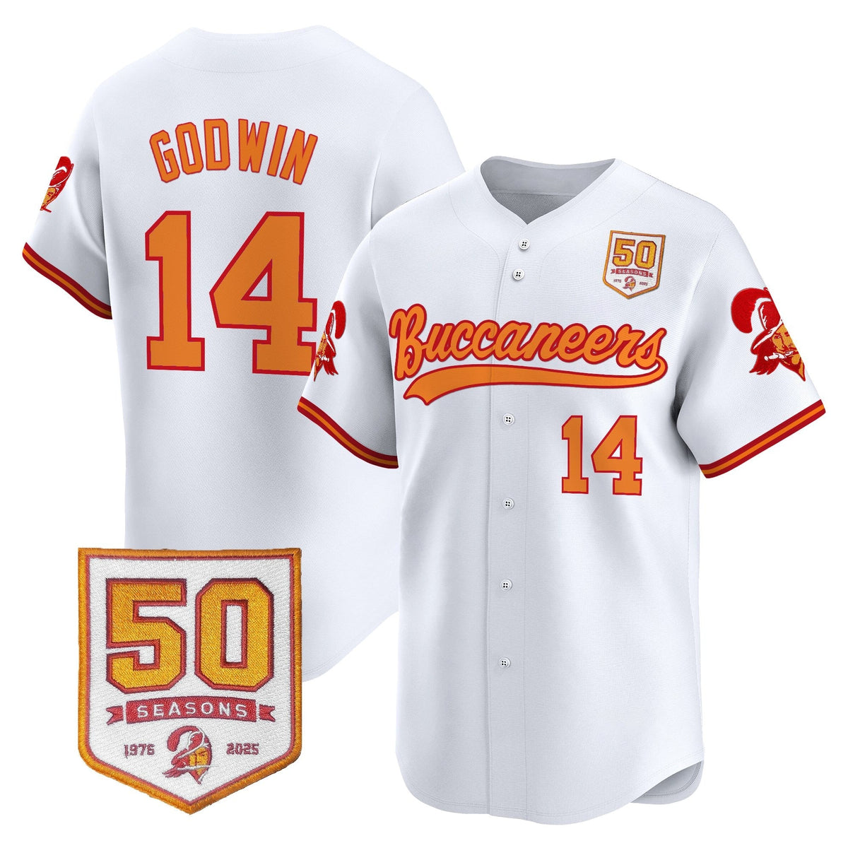 TB 50th Season Patch Vapor Baseball Jersey - All Stitched