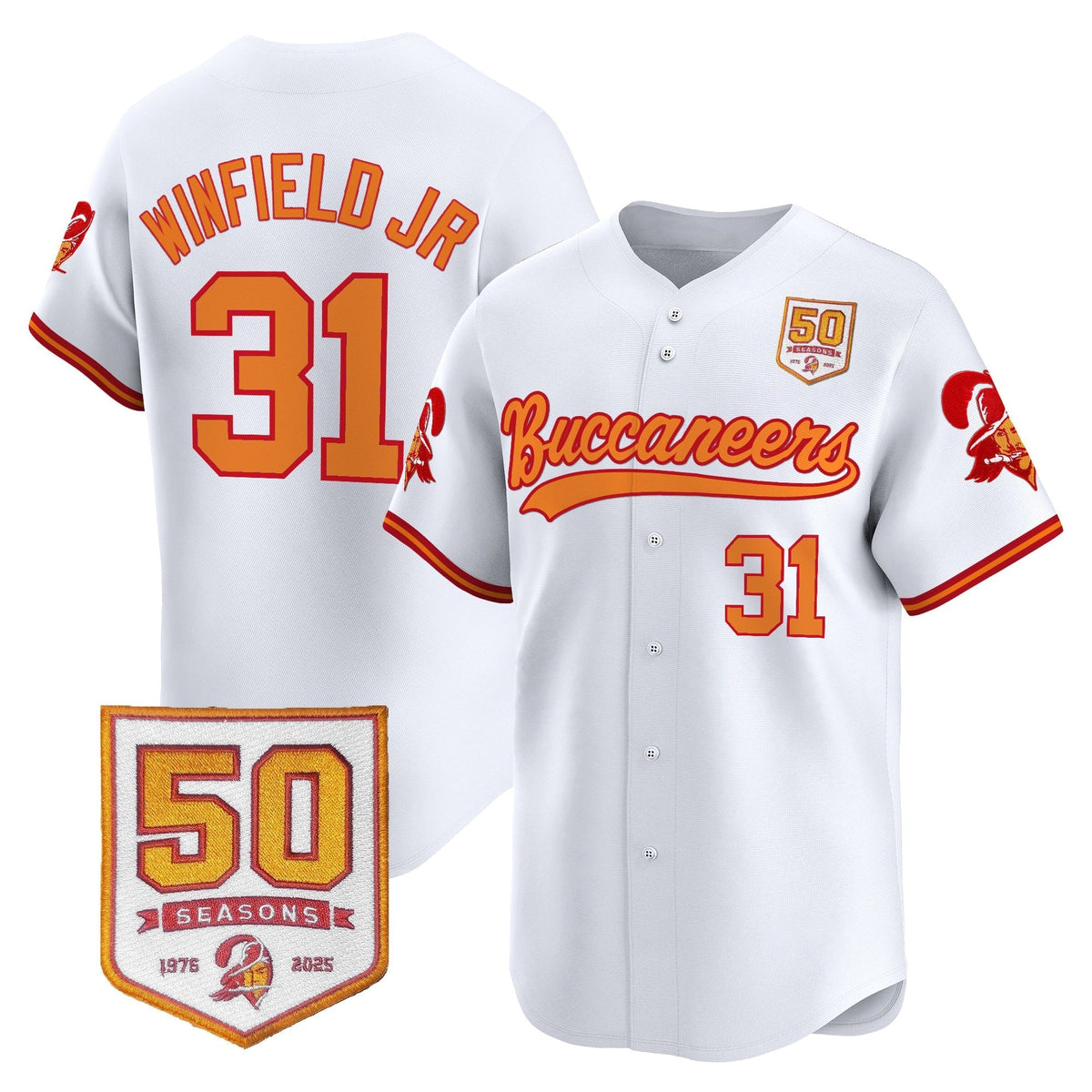 TB 50th Season Patch Vapor Baseball Jersey - All Stitched