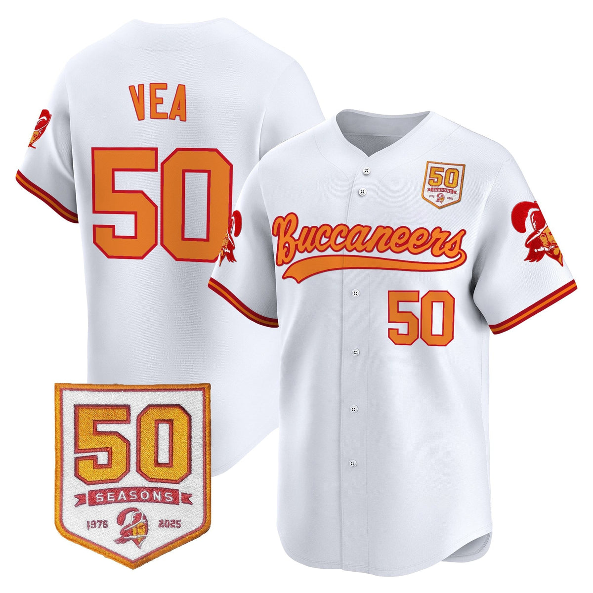 TB 50th Season Patch Vapor Baseball Jersey - All Stitched