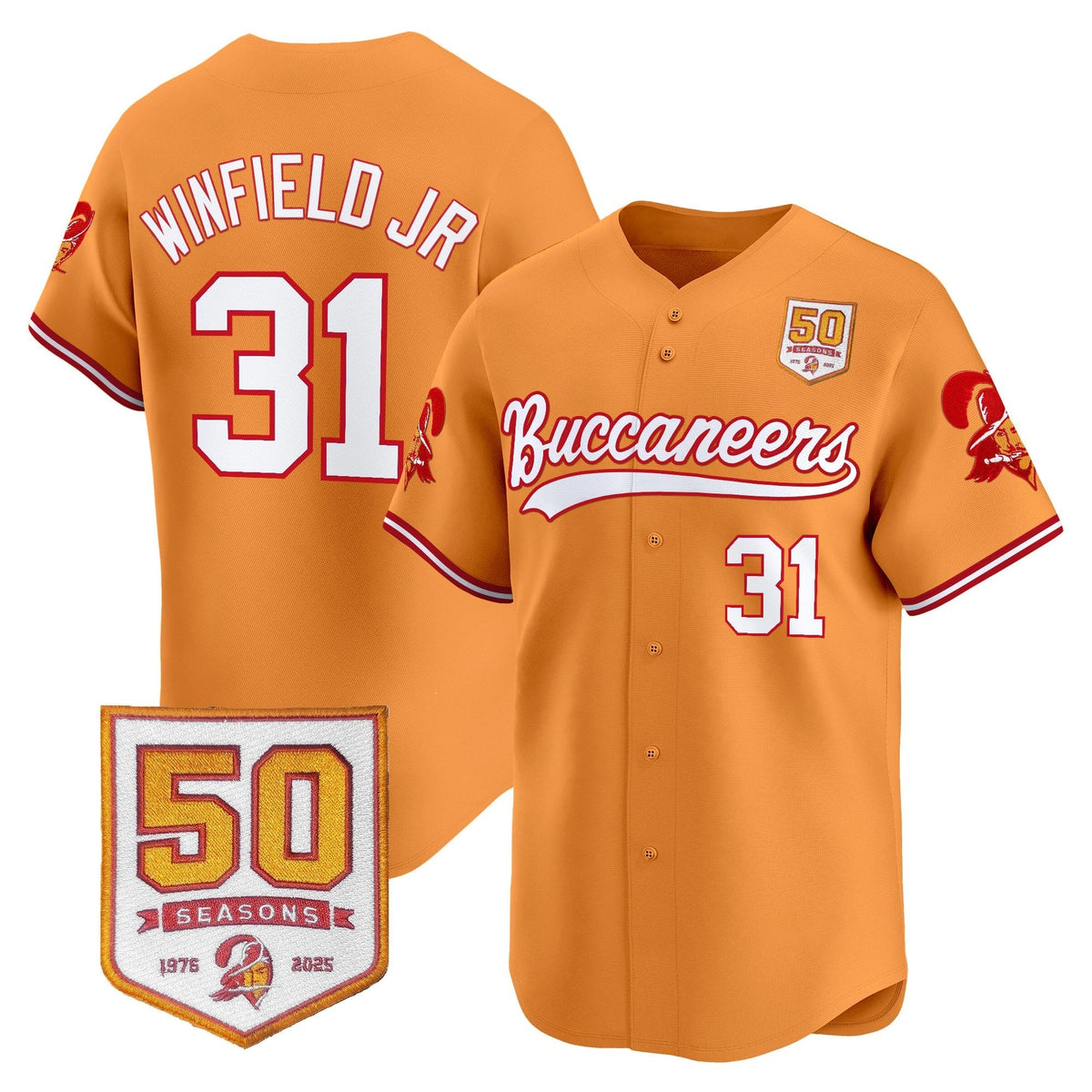 TB 50th Season Patch Vapor Baseball Jersey - All Stitched