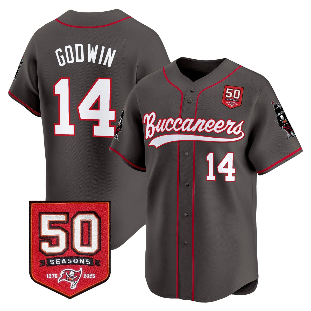 TB 50th Season Patch Vapor Baseball Jersey - All Stitched