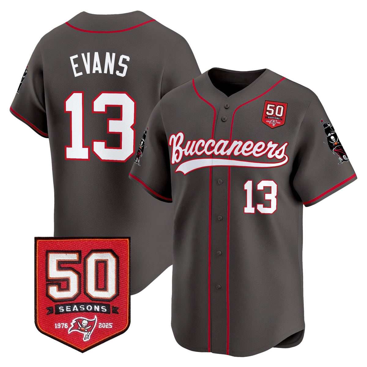 TB 50th Season Patch Vapor Baseball Jersey - All Stitched