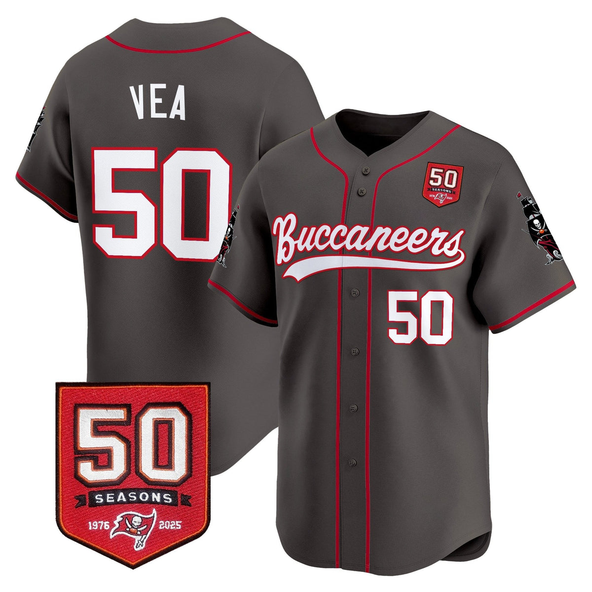 TB 50th Season Patch Vapor Baseball Jersey - All Stitched