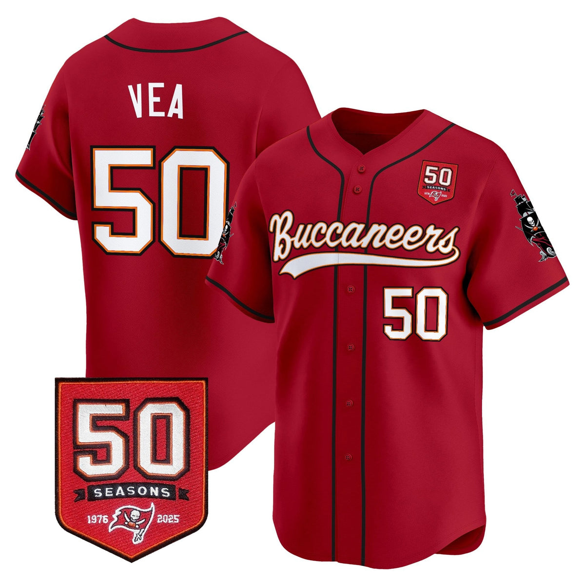TB 50th Season Patch Vapor Baseball Jersey - All Stitched