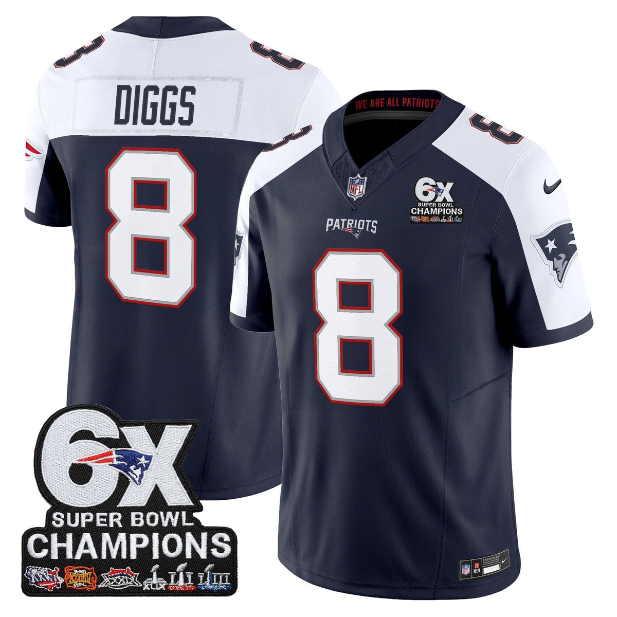 NE 6-Time Champions Patch Vapor Limited Jersey