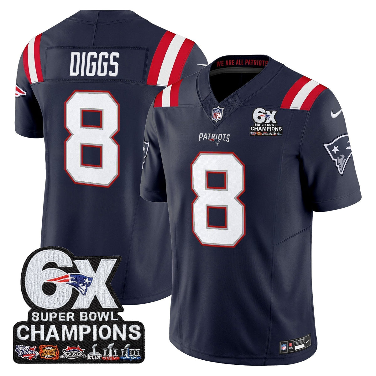 NE 6-Time Champions Patch Vapor Limited Jersey