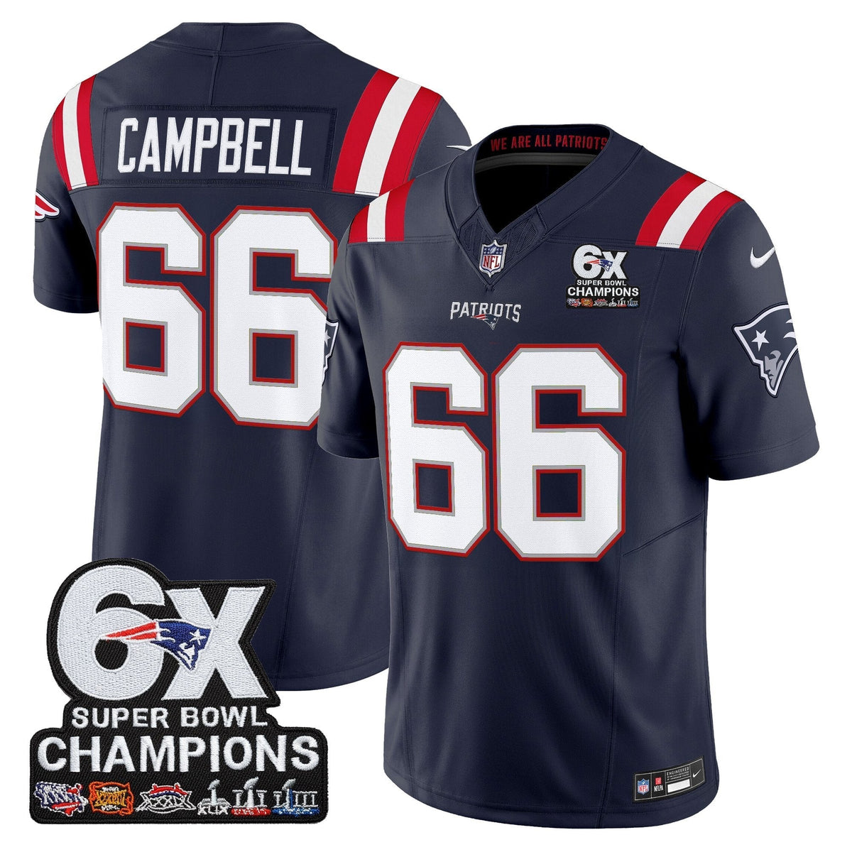 NE 6-Time Champions Patch Vapor Limited Jersey