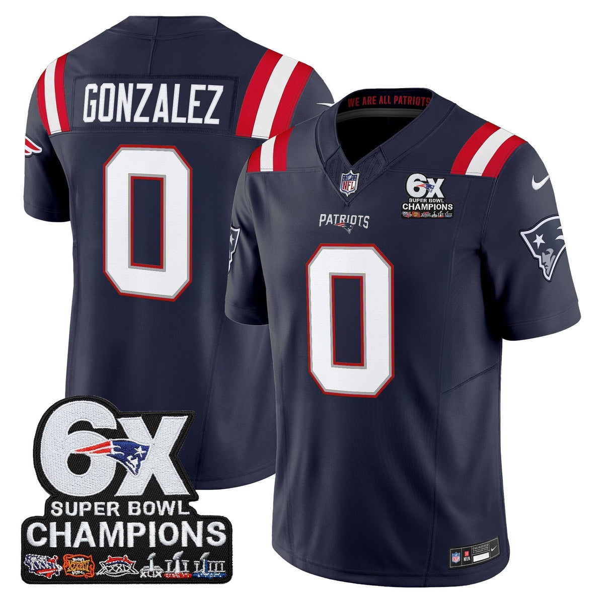 NE 6-Time Champions Patch Vapor Limited Jersey