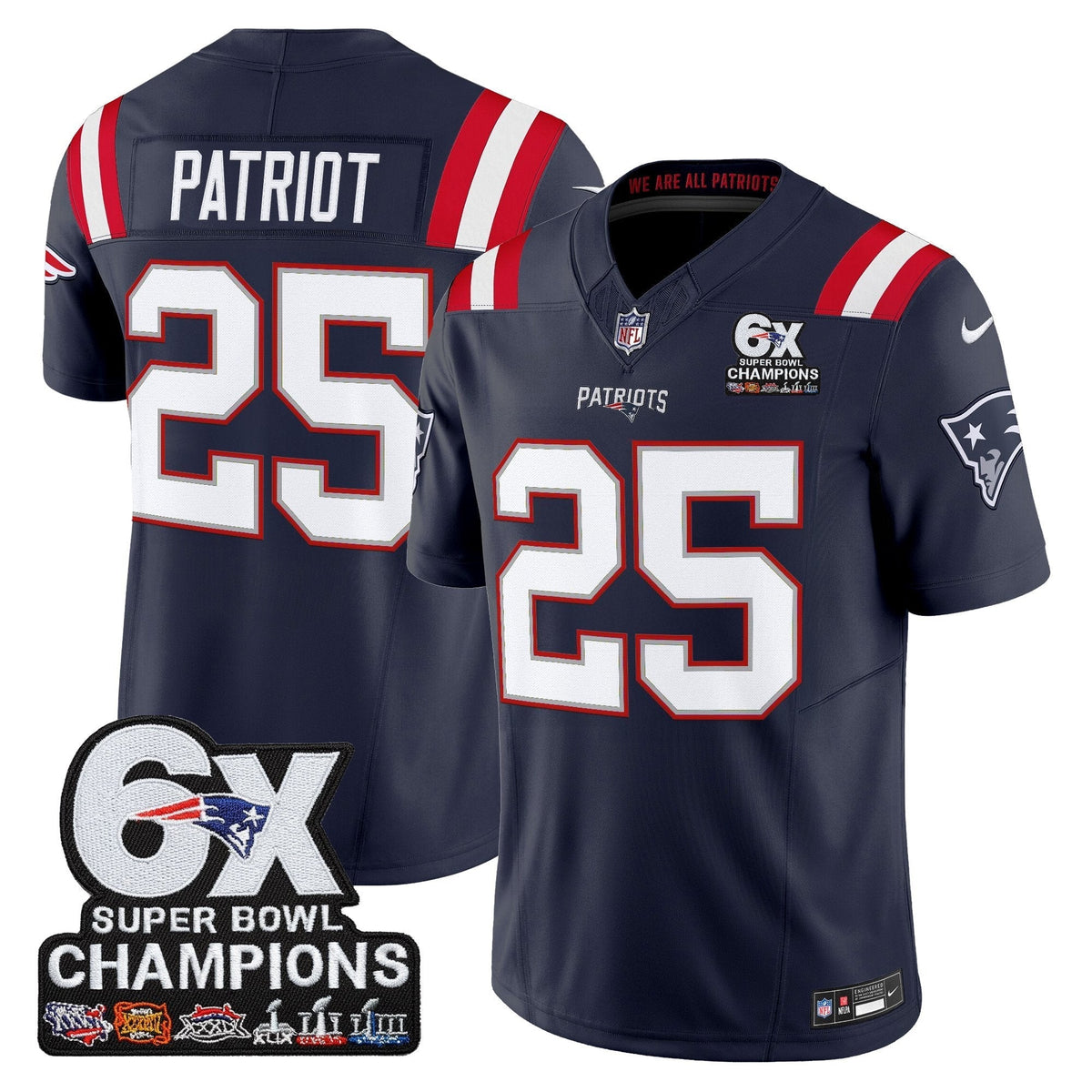 NE 6-Time Champions Patch Vapor Limited Jersey