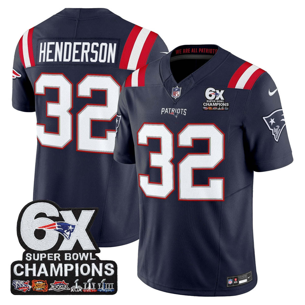 NE 6-Time Champions Patch Vapor Limited Jersey