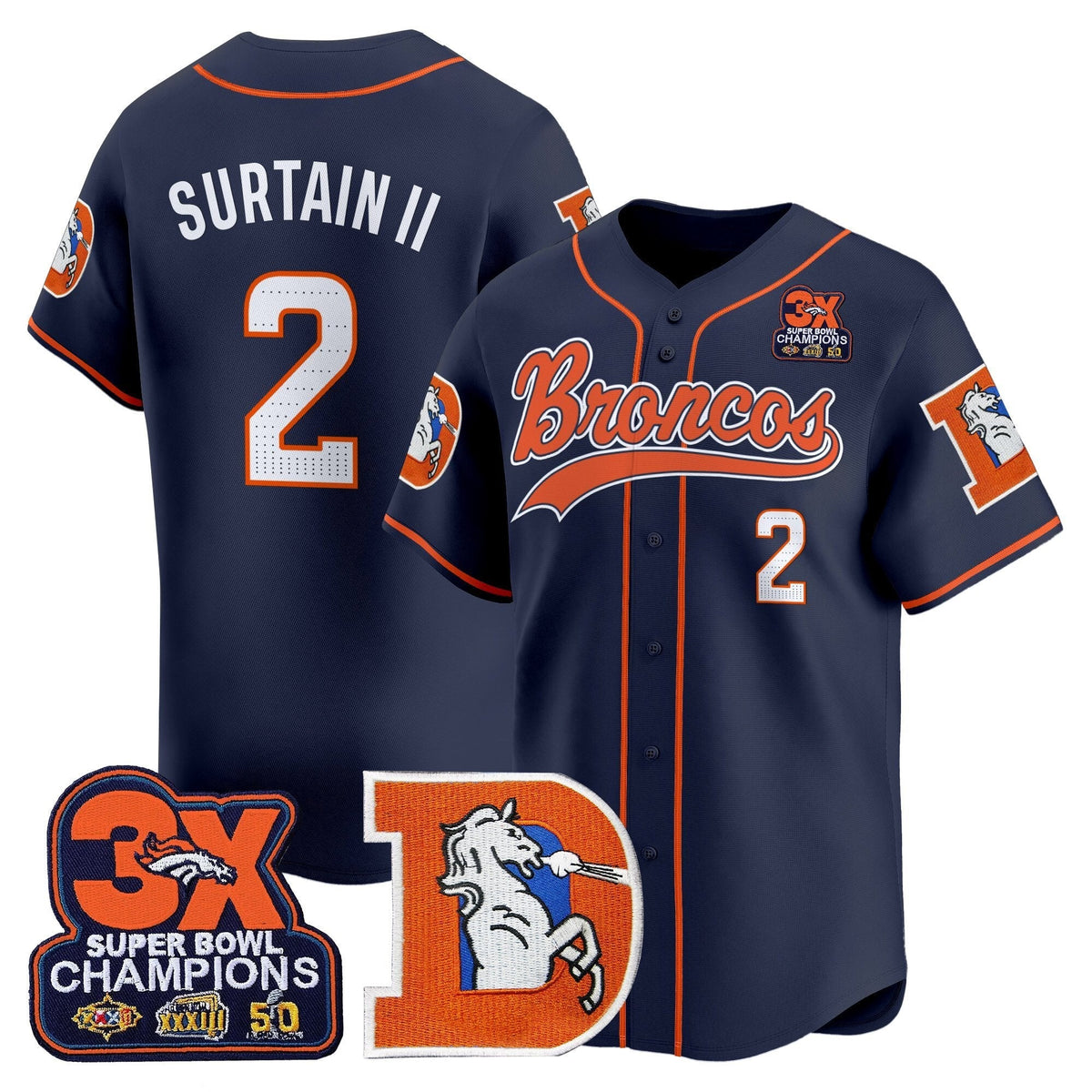 DEN Throwback Vapor Baseball Jersey - All Stitched