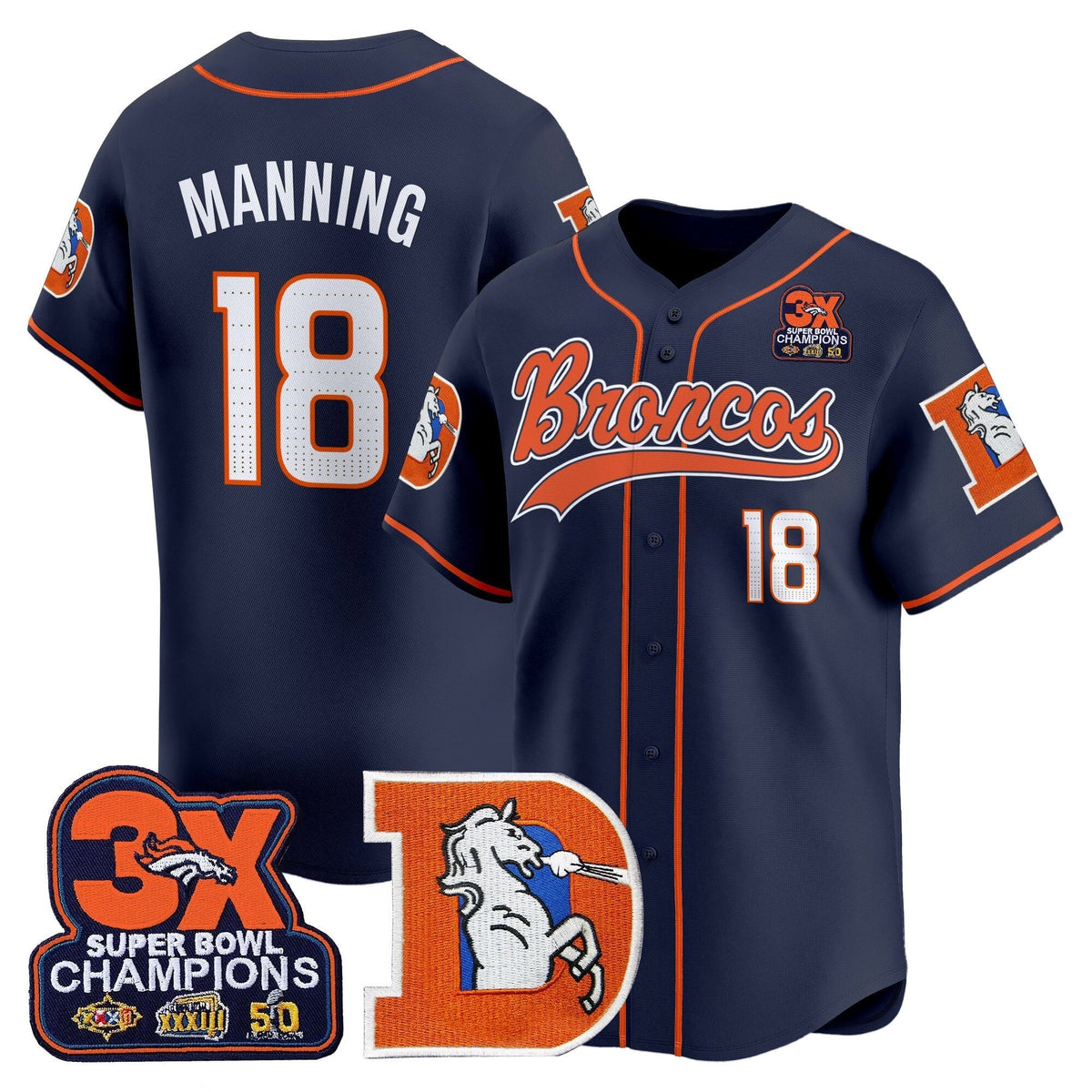 DEN Throwback Vapor Baseball Jersey - All Stitched