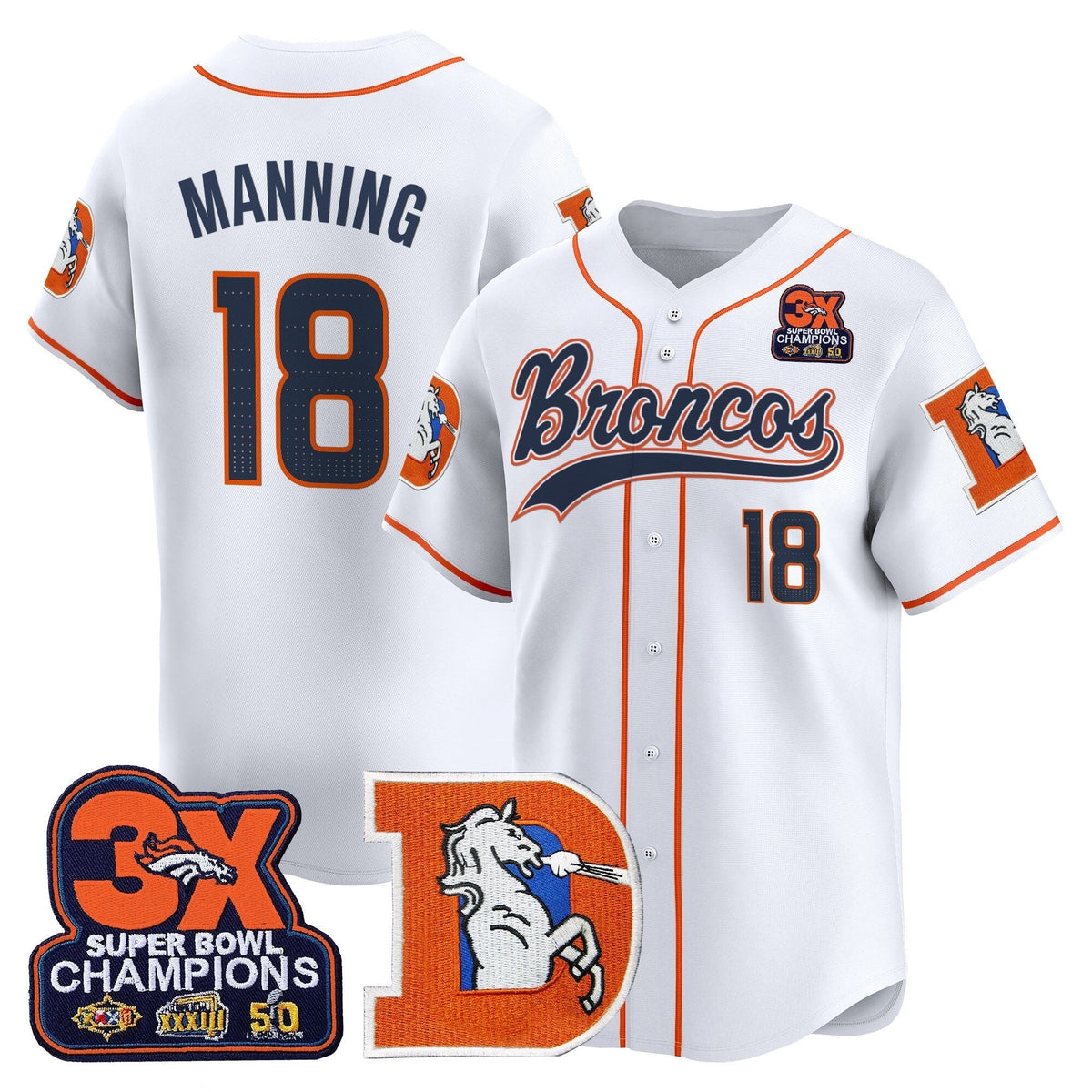 DEN Throwback Vapor Baseball Jersey - All Stitched