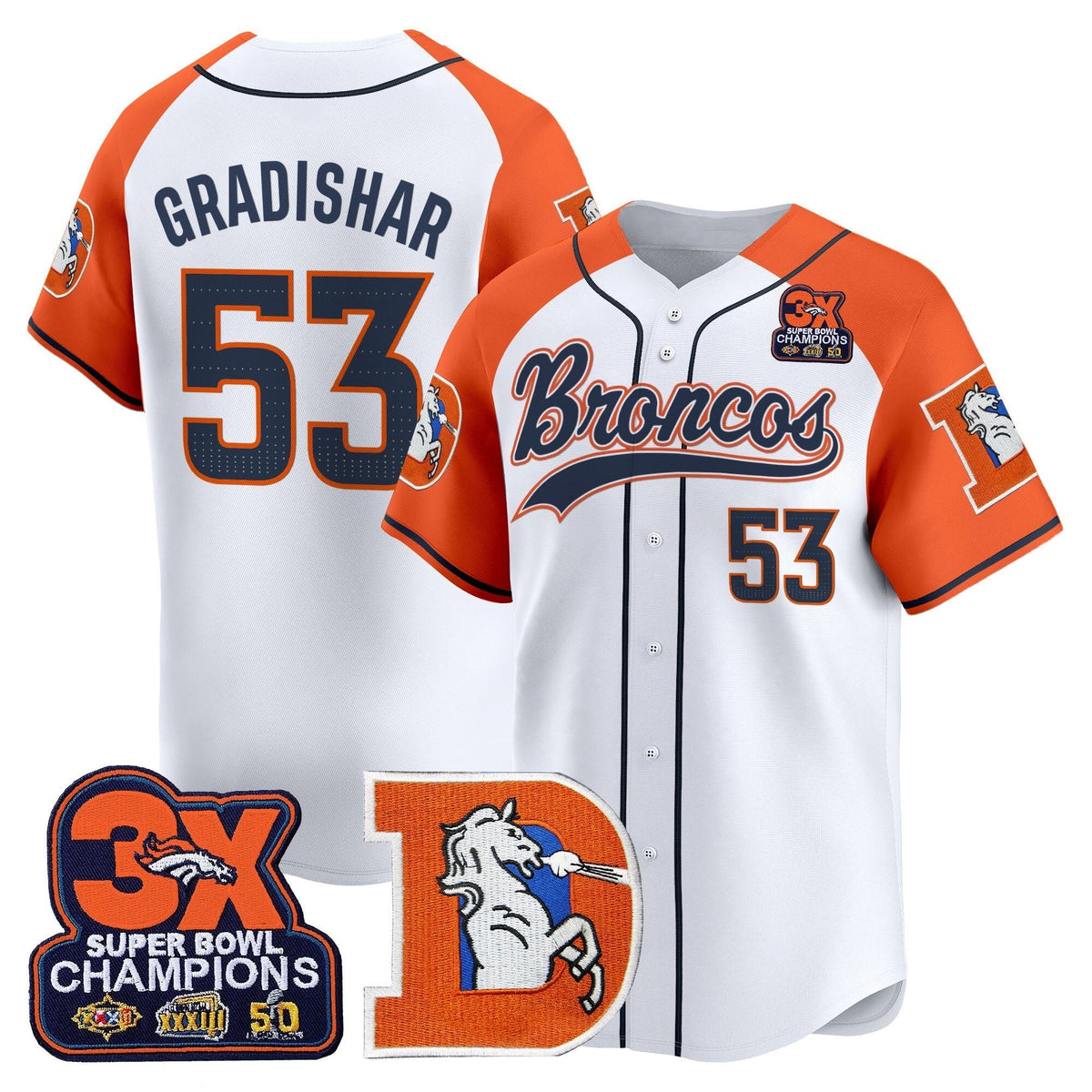 DEN Throwback Vapor Baseball Jersey - All Stitched