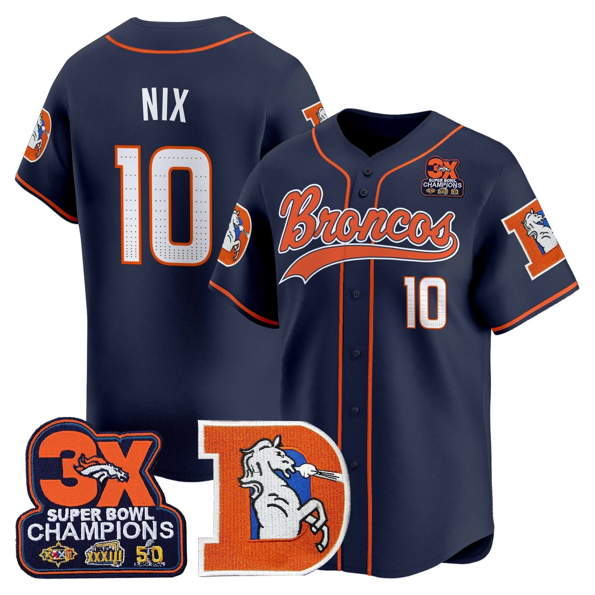 DEN Throwback Vapor Baseball Jersey - All Stitched