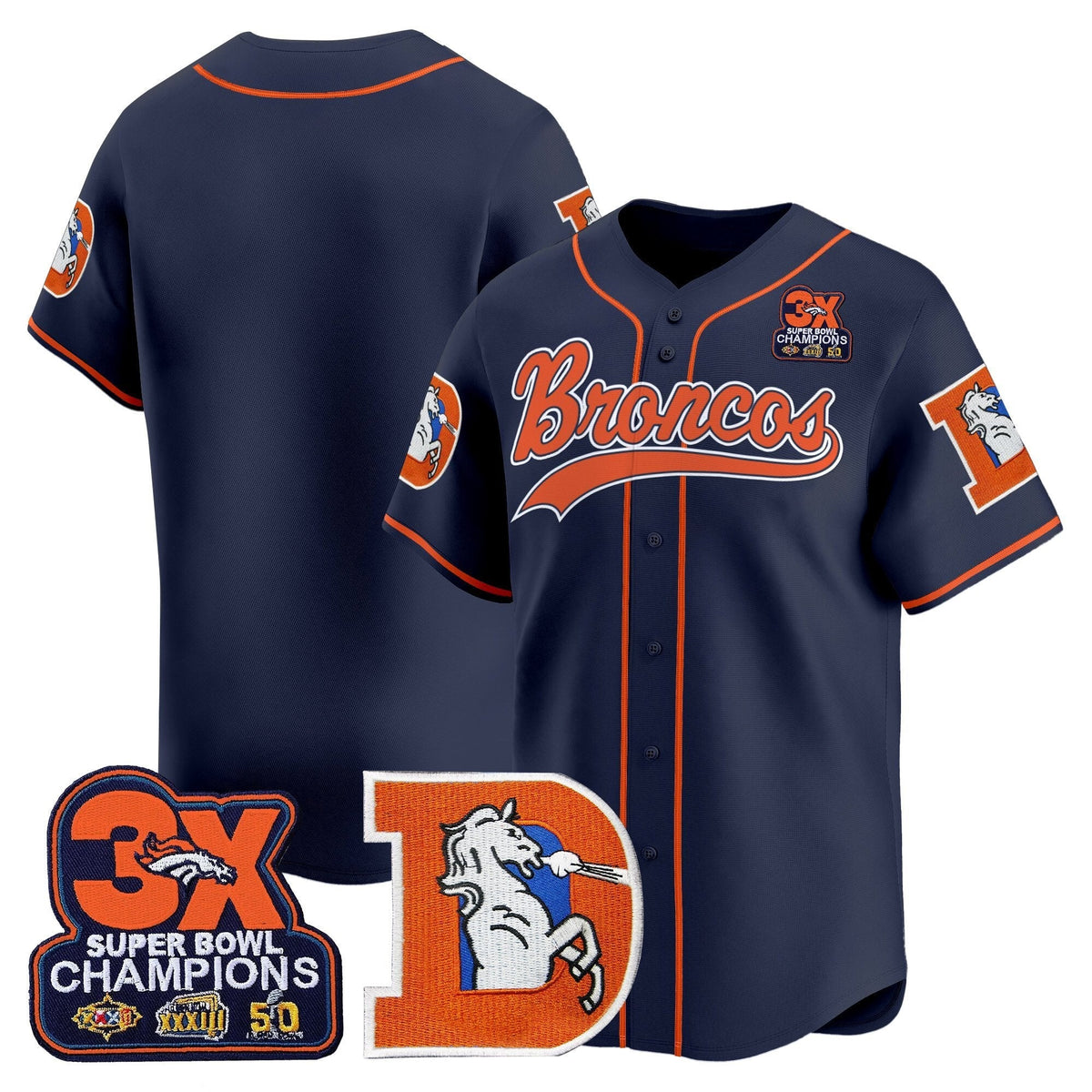 DEN Throwback Vapor Baseball Jersey - All Stitched