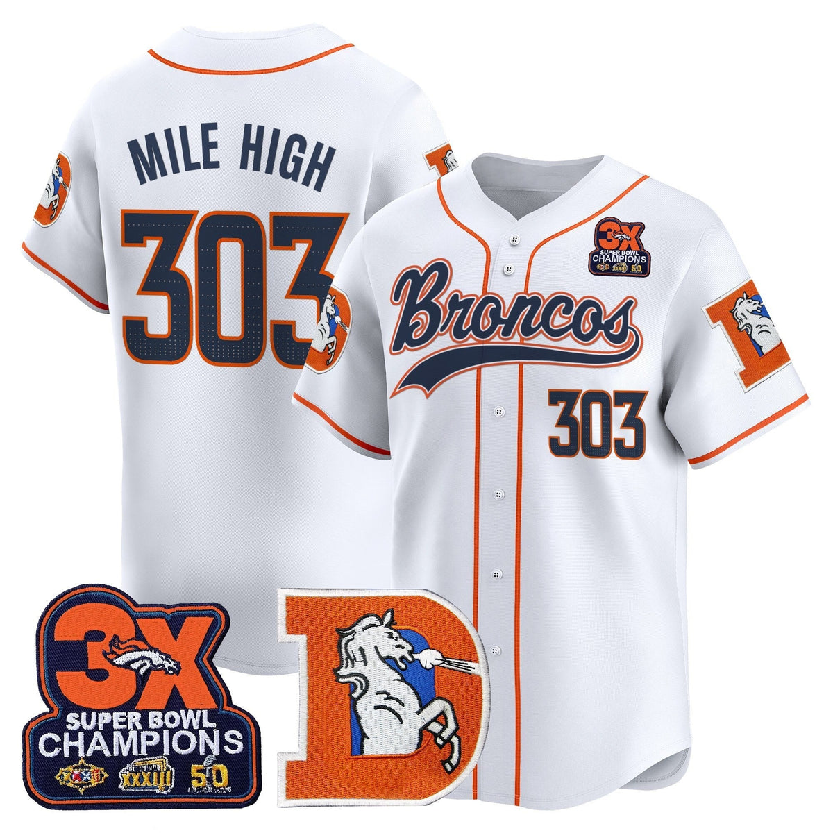 DEN Throwback Vapor Baseball Jersey - All Stitched