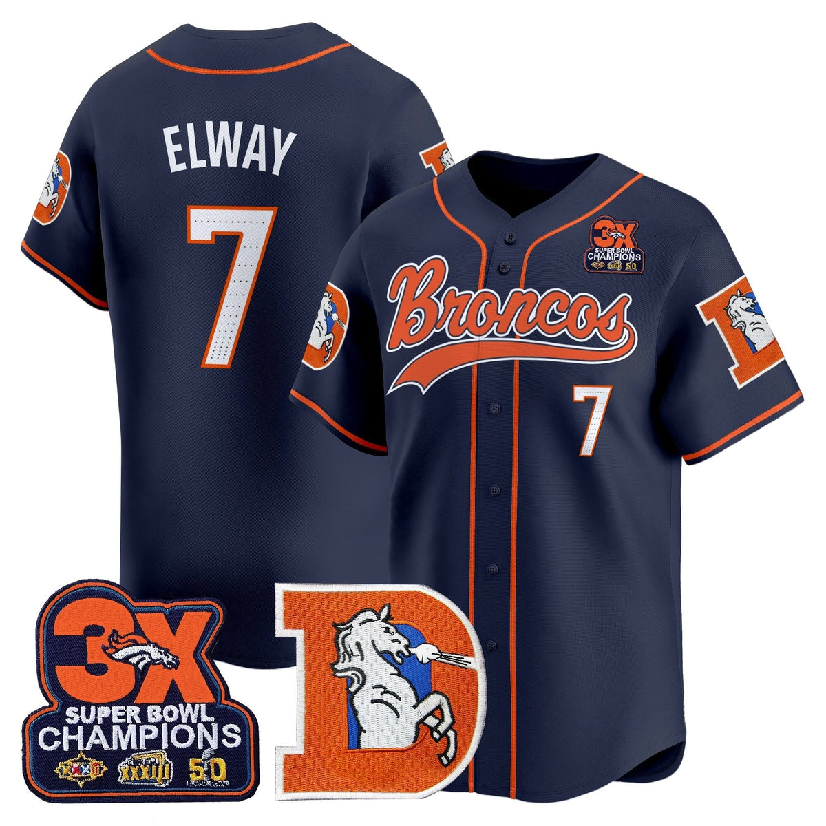 DEN Throwback Vapor Baseball Jersey - All Stitched