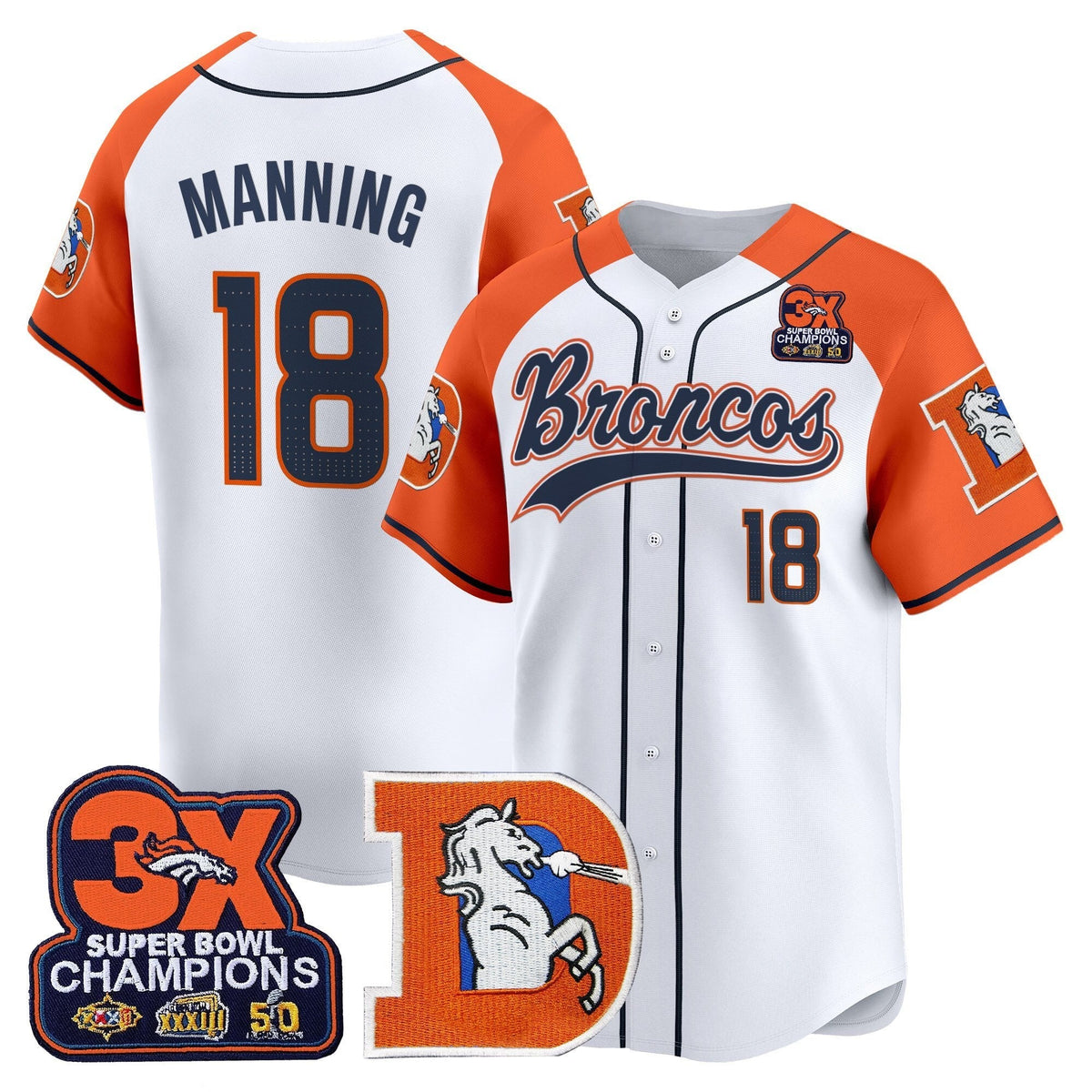 DEN Throwback Vapor Baseball Jersey - All Stitched
