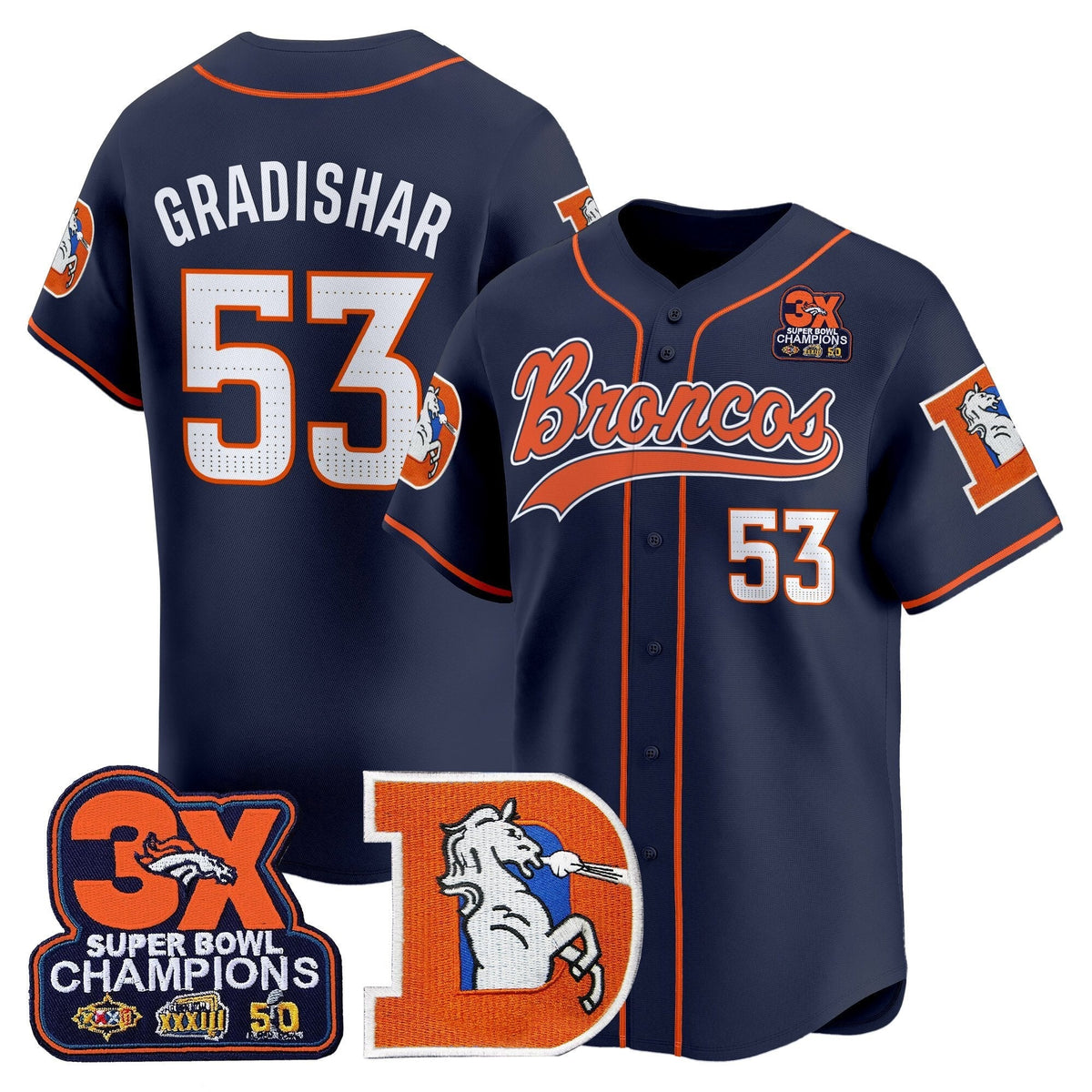 DEN Throwback Vapor Baseball Jersey - All Stitched