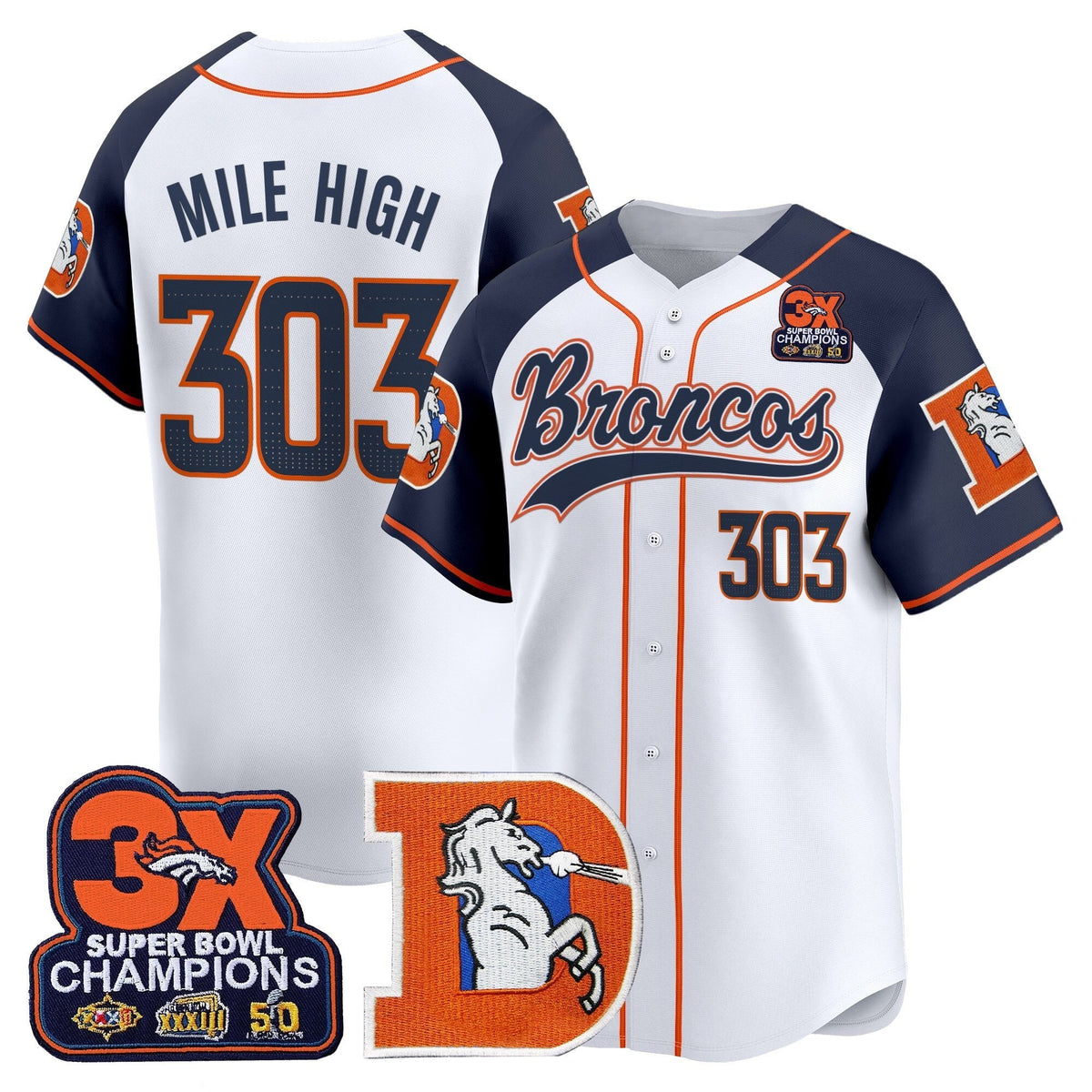 DEN Throwback Vapor Baseball Jersey - All Stitched