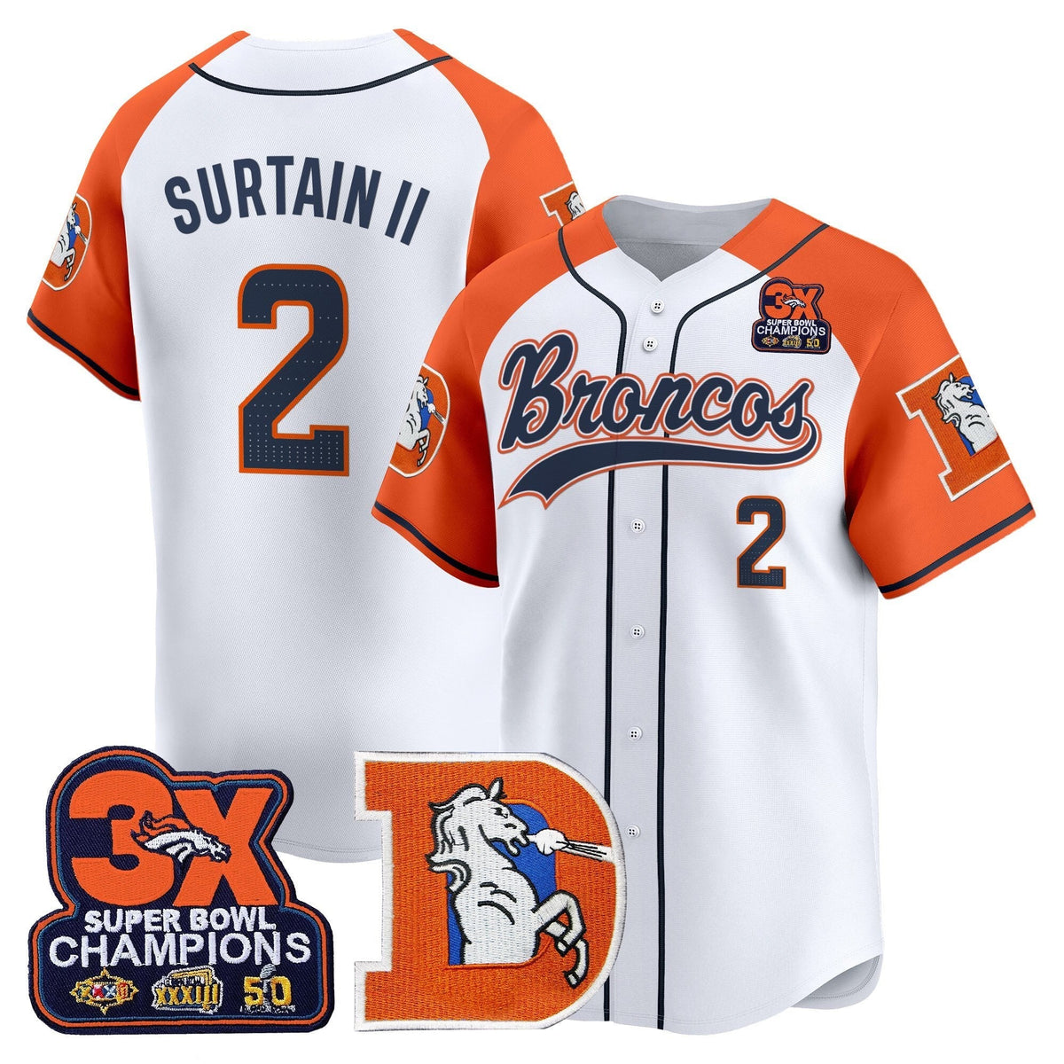 DEN Throwback Vapor Baseball Jersey - All Stitched