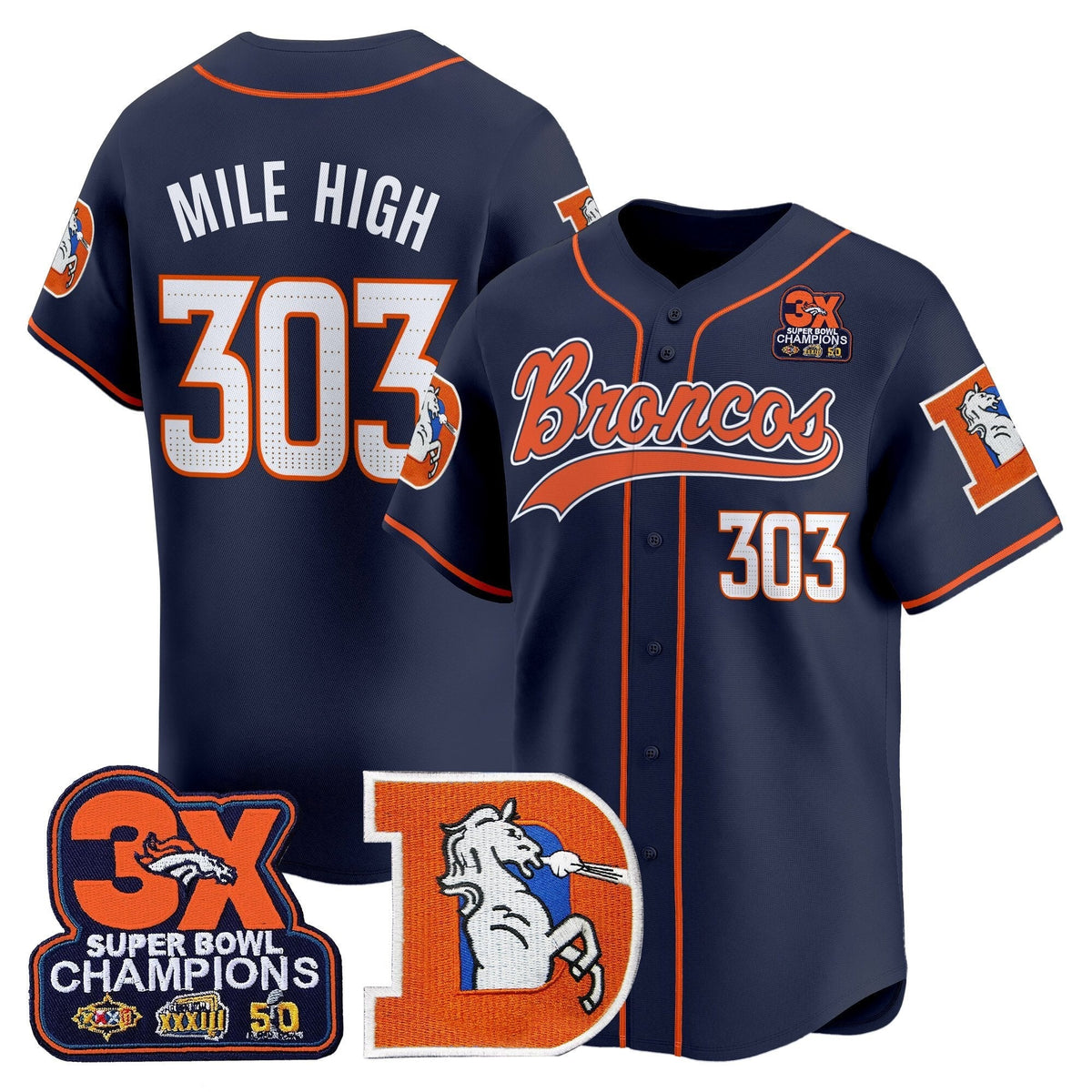 DEN Throwback Vapor Baseball Jersey - All Stitched