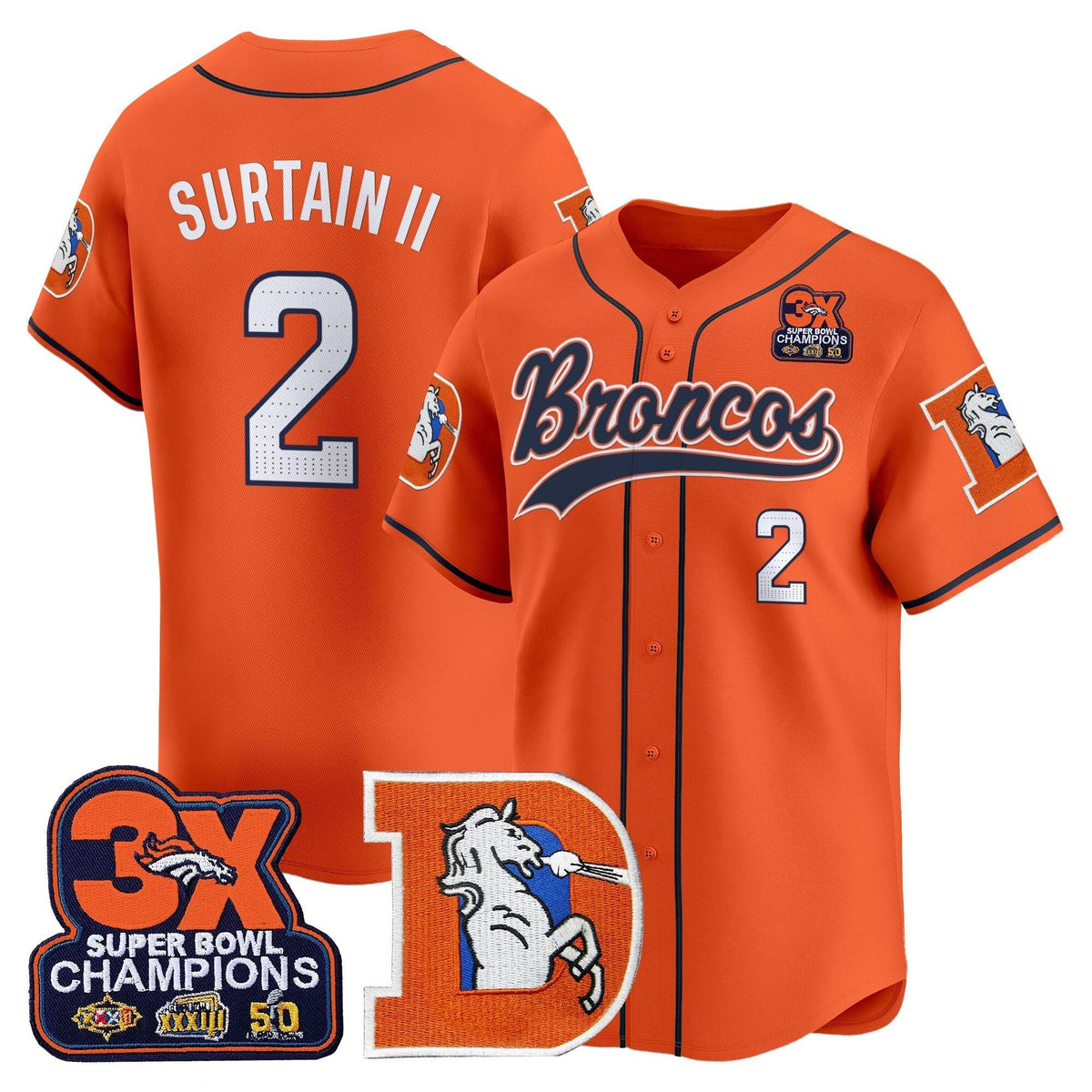 DEN Throwback Vapor Baseball Jersey - All Stitched