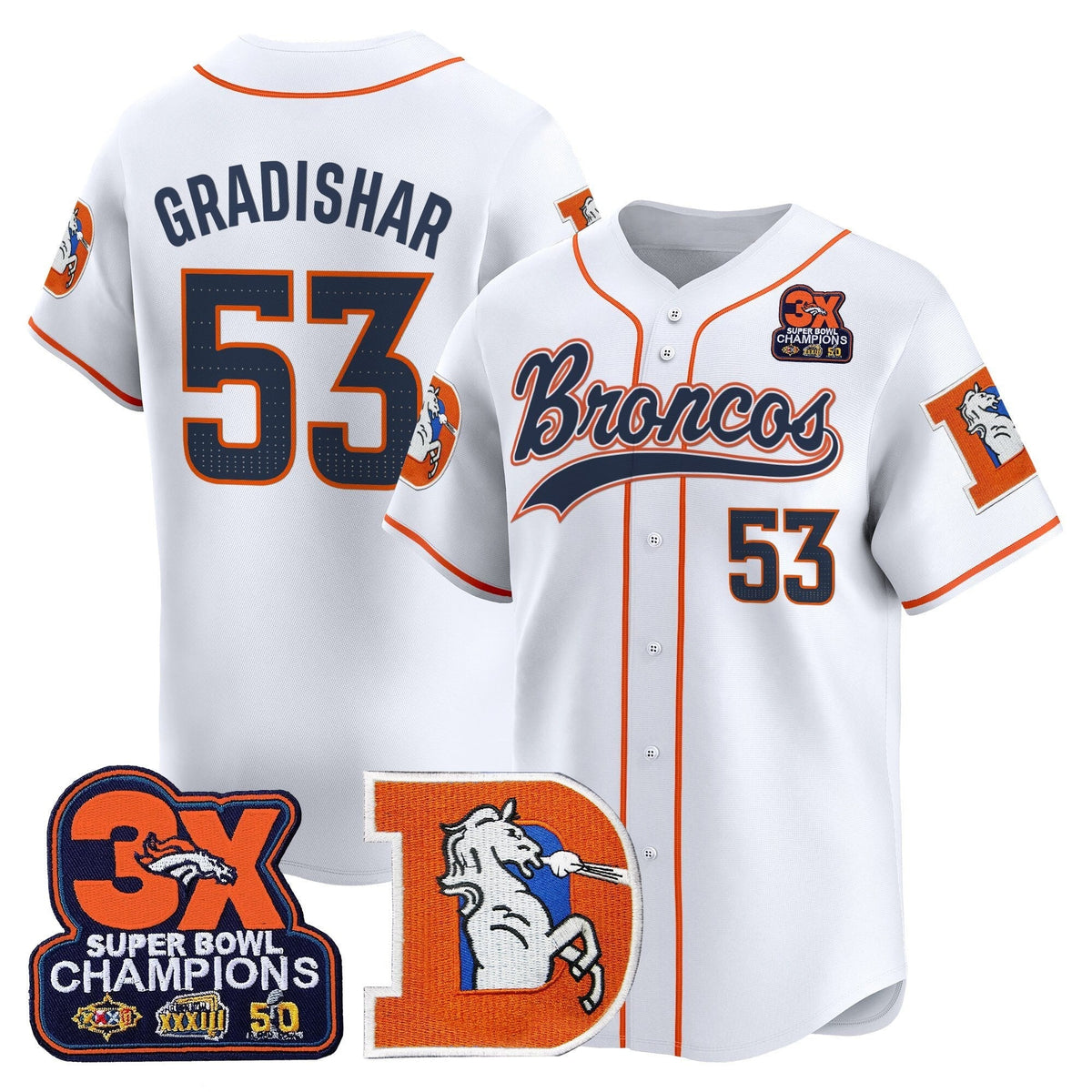 DEN Throwback Vapor Baseball Jersey - All Stitched