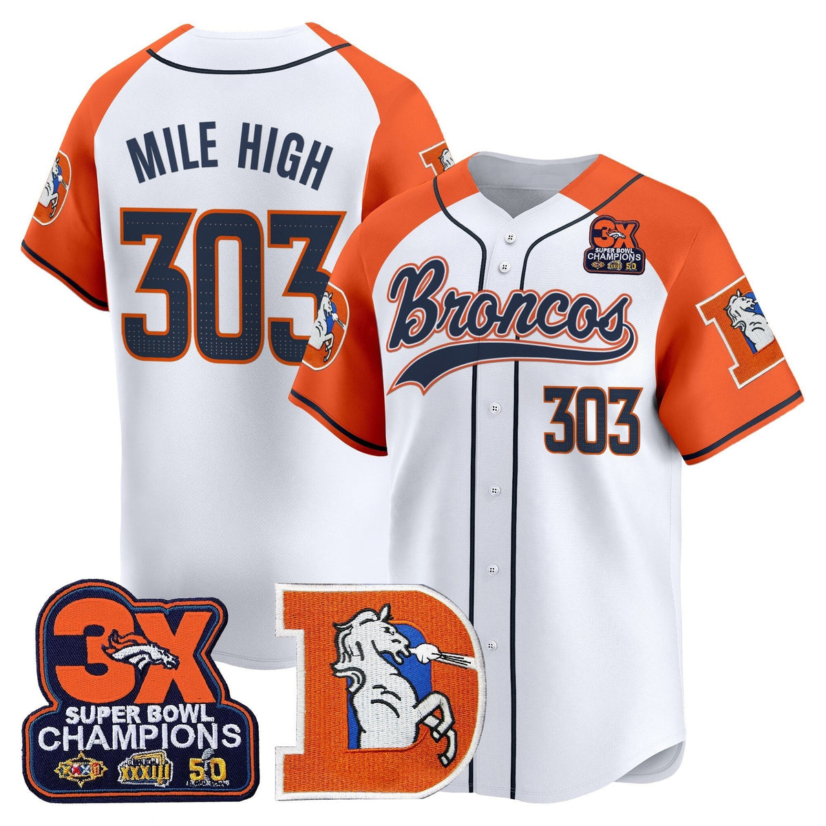 DEN Throwback Vapor Baseball Jersey - All Stitched