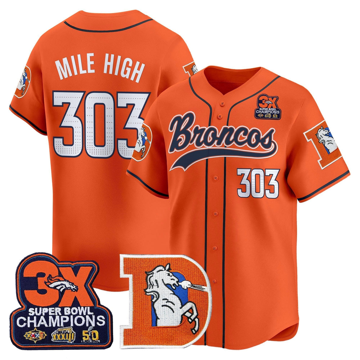 DEN Throwback Vapor Baseball Jersey - All Stitched