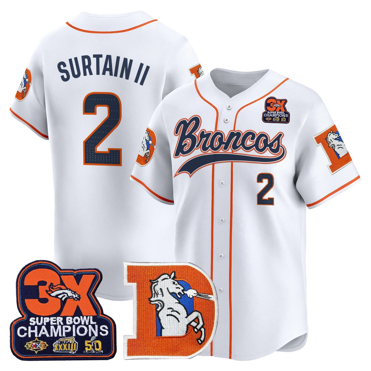 DEN Throwback Vapor Baseball Jersey - All Stitched