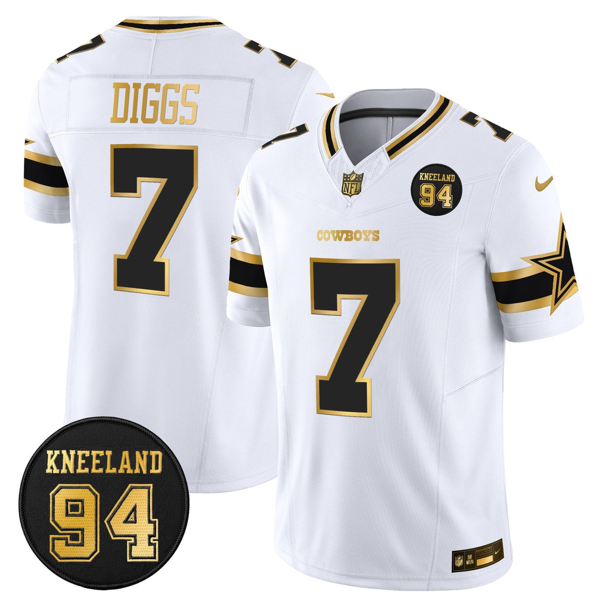 DAL #94 Marshawn Kneeland Memorial Patch Gold Vapor Limited Jersey