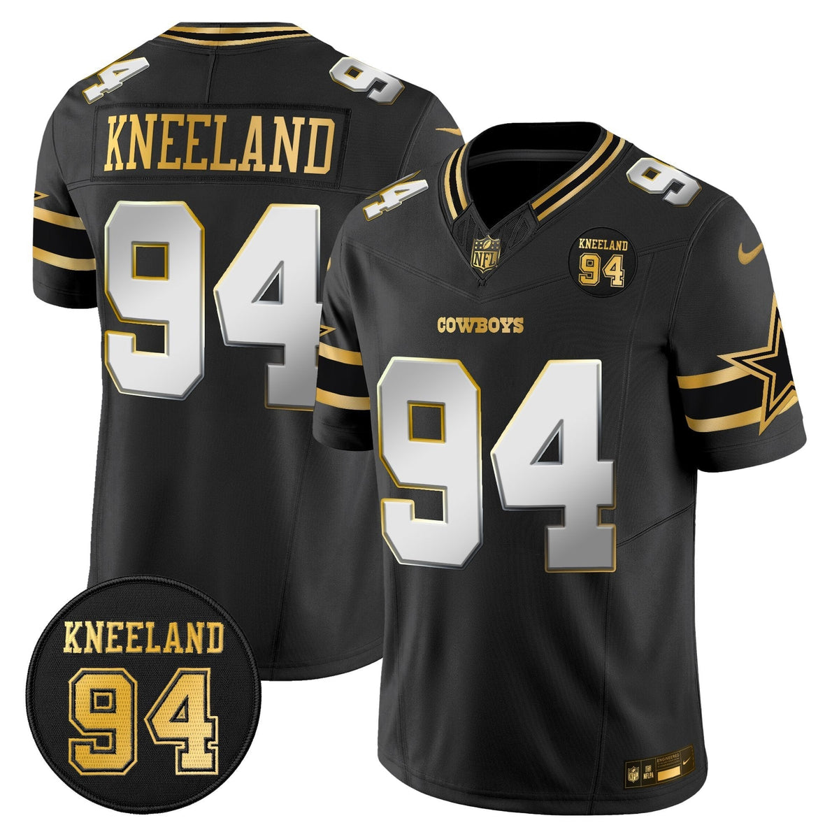 DAL #94 Marshawn Kneeland Memorial Patch Gold Vapor Limited Jersey