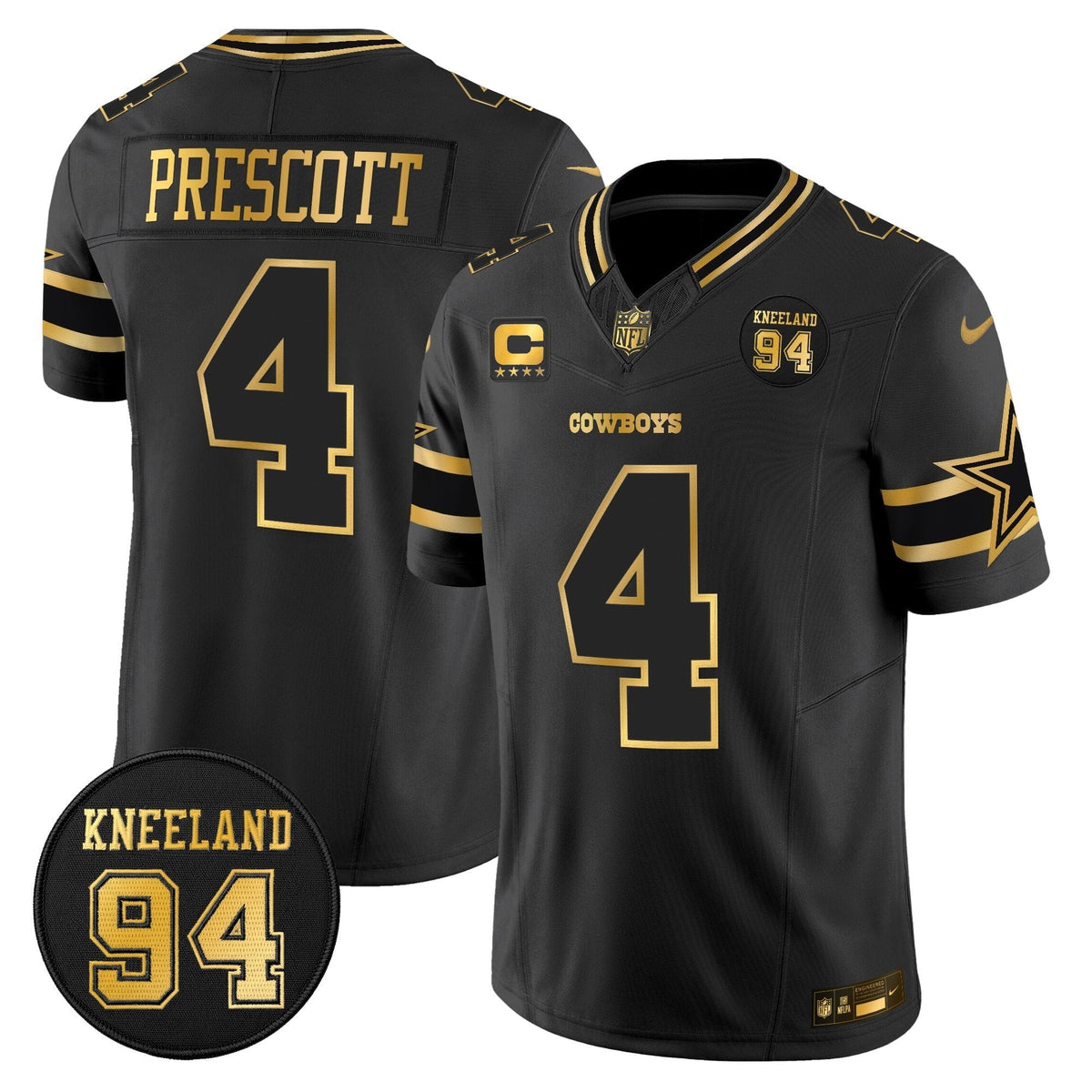 DAL #94 Marshawn Kneeland Memorial Patch Gold Vapor Limited Jersey
