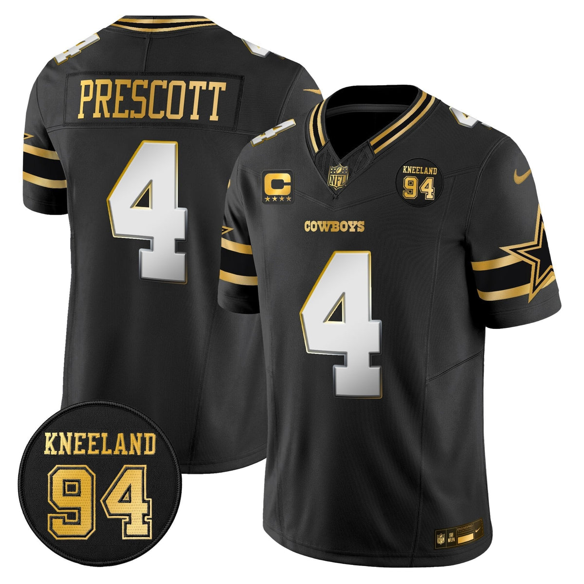 DAL #94 Marshawn Kneeland Memorial Patch Gold Vapor Limited Jersey
