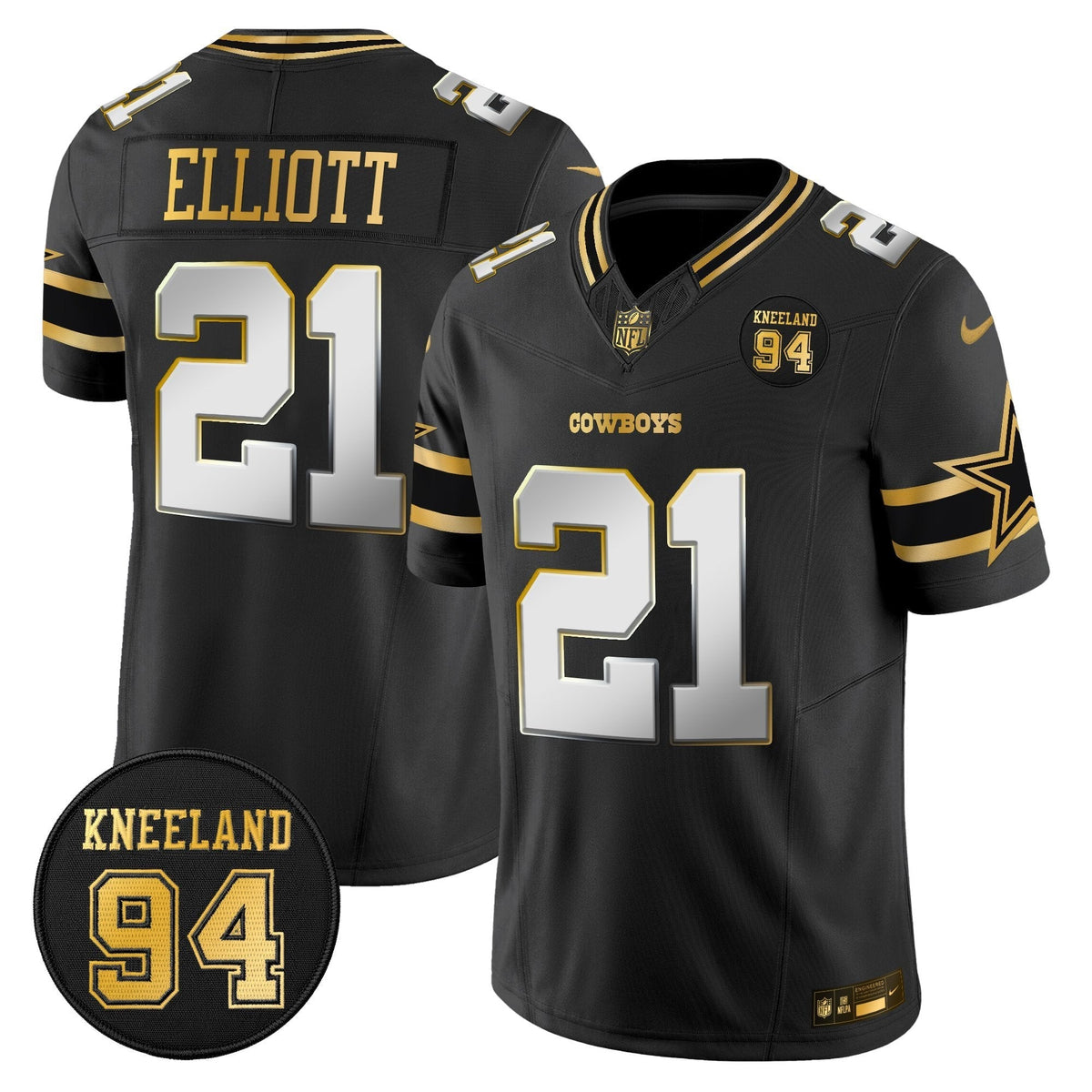 DAL #94 Marshawn Kneeland Memorial Patch Gold Vapor Limited Jersey