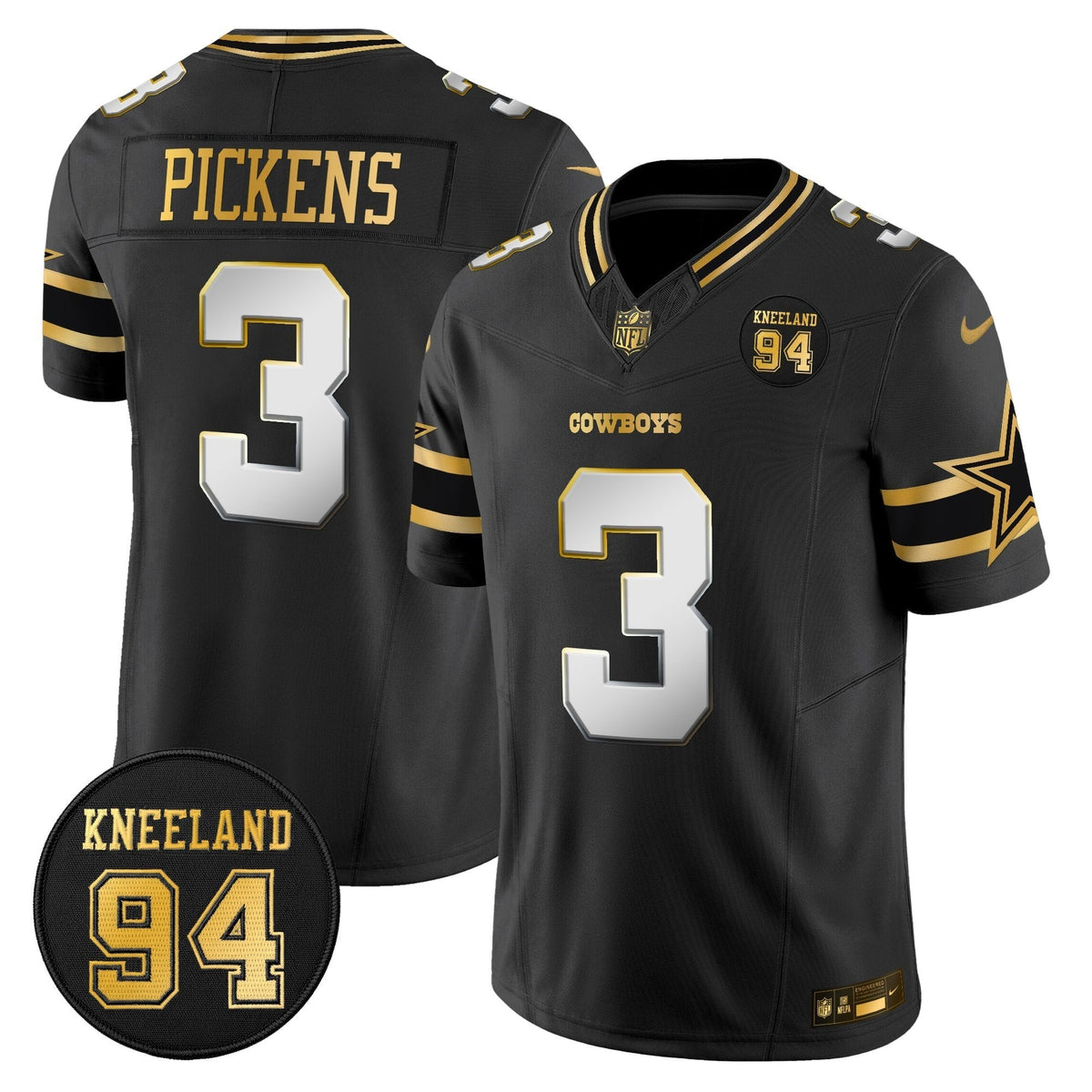 DAL #94 Marshawn Kneeland Memorial Patch Gold Vapor Limited Jersey