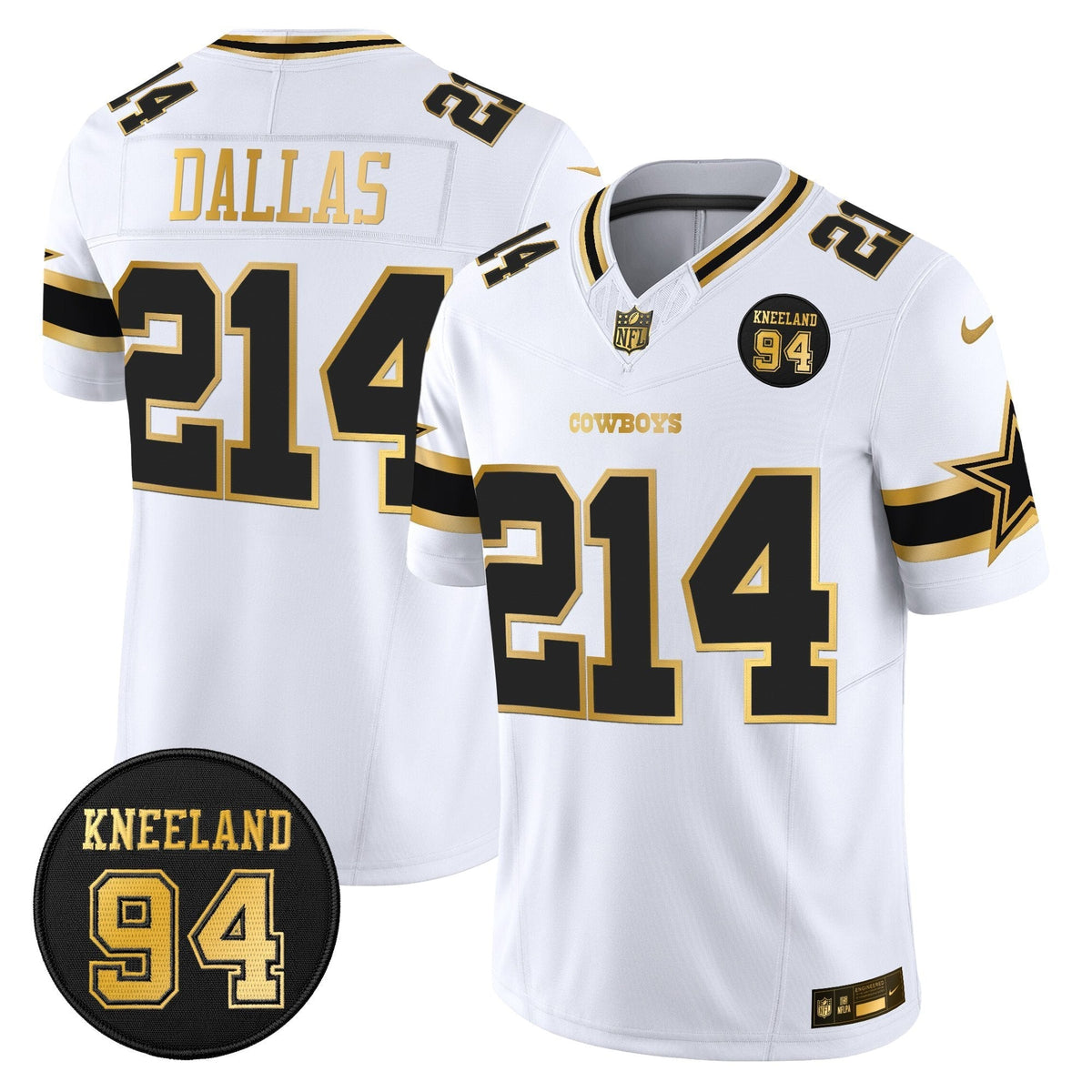 DAL #94 Marshawn Kneeland Memorial Patch Gold Vapor Limited Jersey