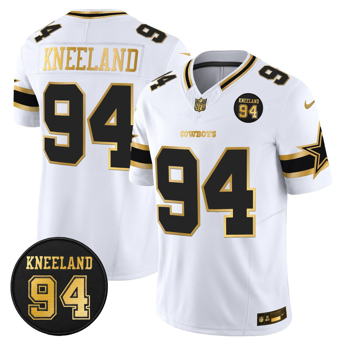 DAL #94 Marshawn Kneeland Memorial Patch Gold Vapor Limited Jersey