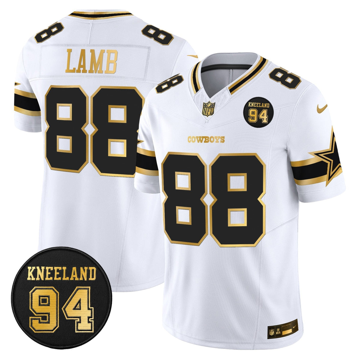 DAL #94 Marshawn Kneeland Memorial Patch Gold Vapor Limited Jersey