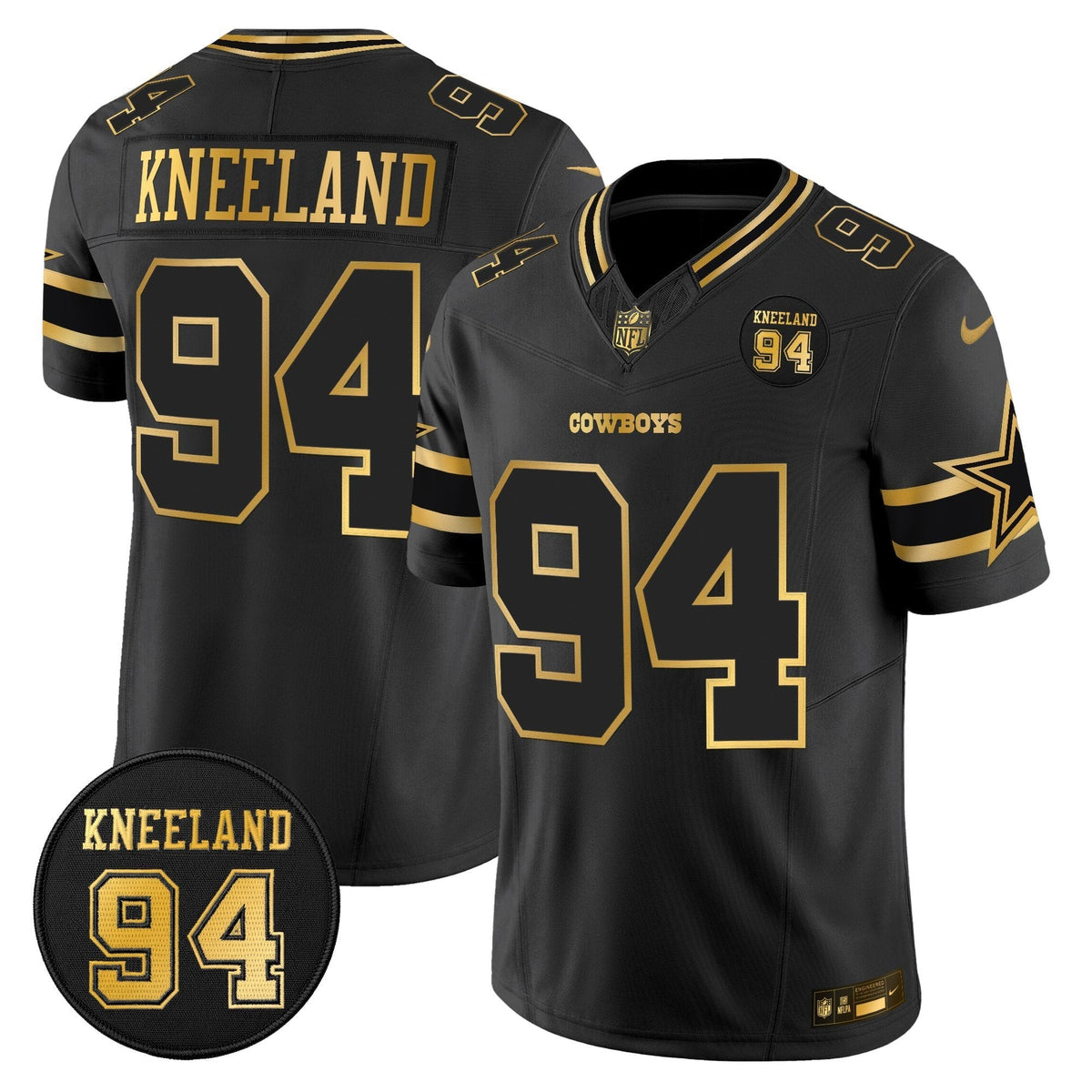 DAL #94 Marshawn Kneeland Memorial Patch Gold Vapor Limited Jersey