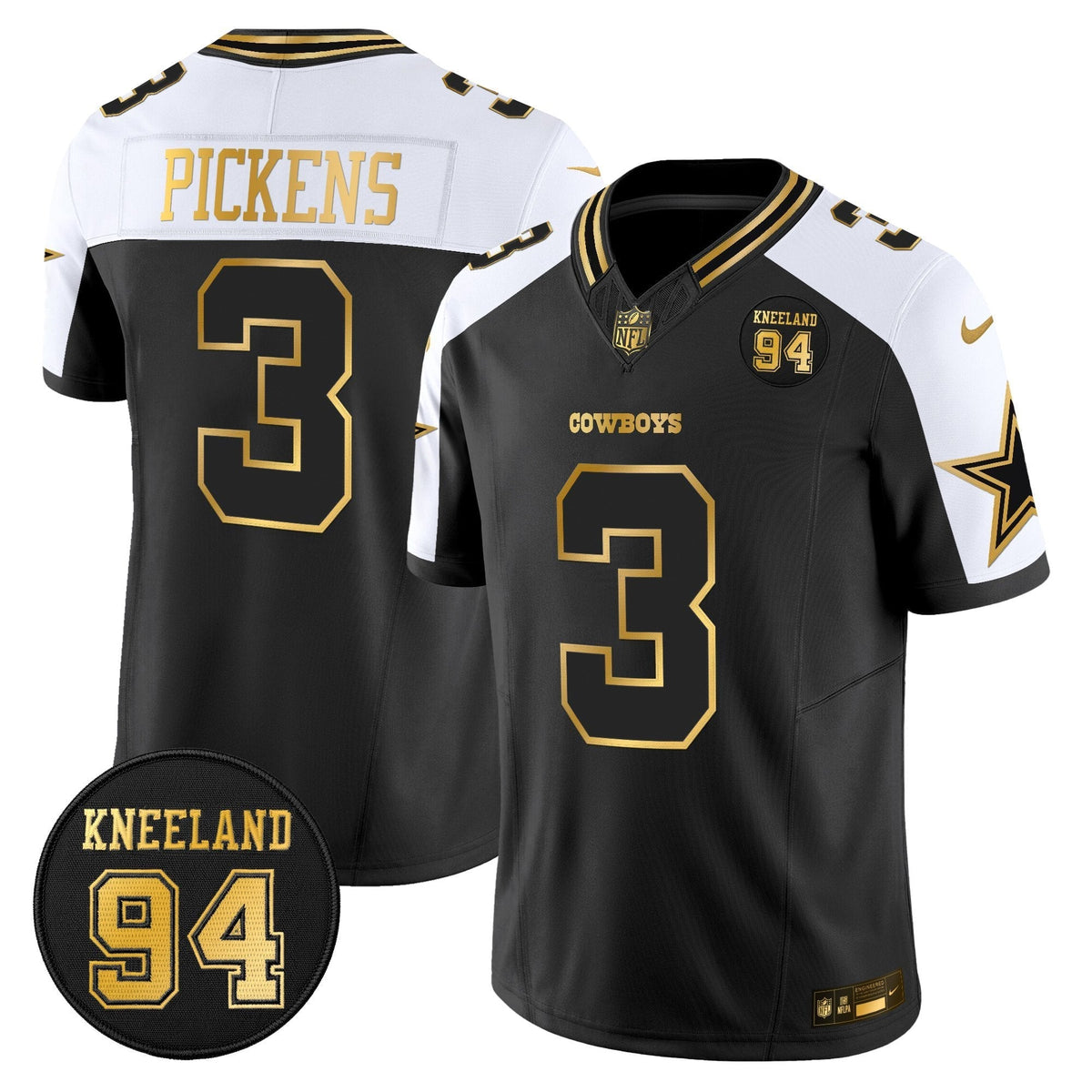 DAL #94 Marshawn Kneeland Memorial Patch Gold Vapor Limited Jersey