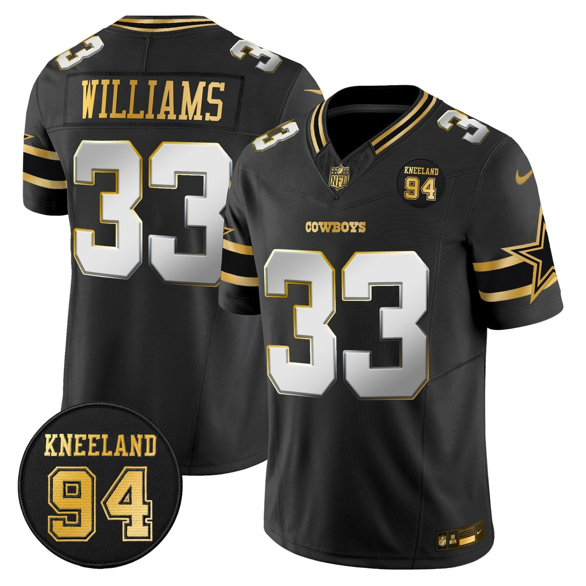 DAL #94 Marshawn Kneeland Memorial Patch Gold Vapor Limited Jersey