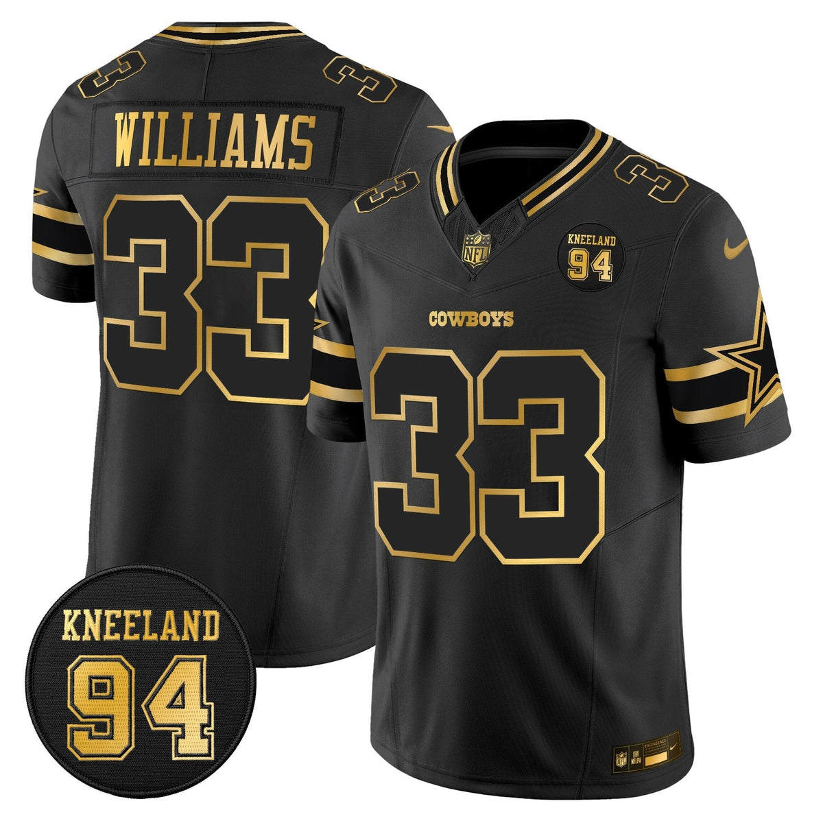 DAL #94 Marshawn Kneeland Memorial Patch Gold Vapor Limited Jersey