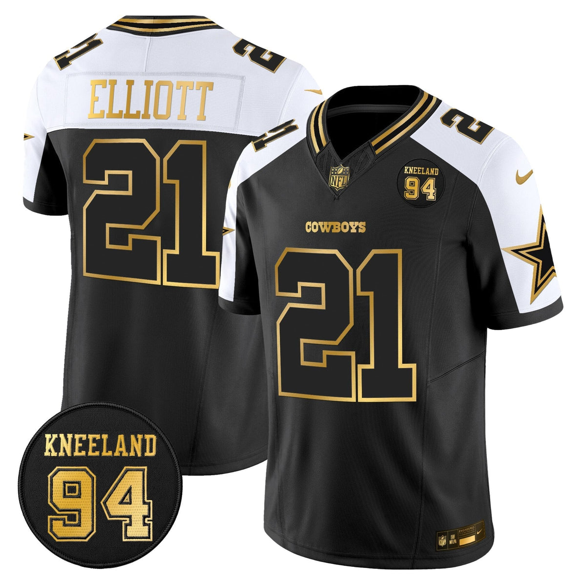 DAL #94 Marshawn Kneeland Memorial Patch Gold Vapor Limited Jersey