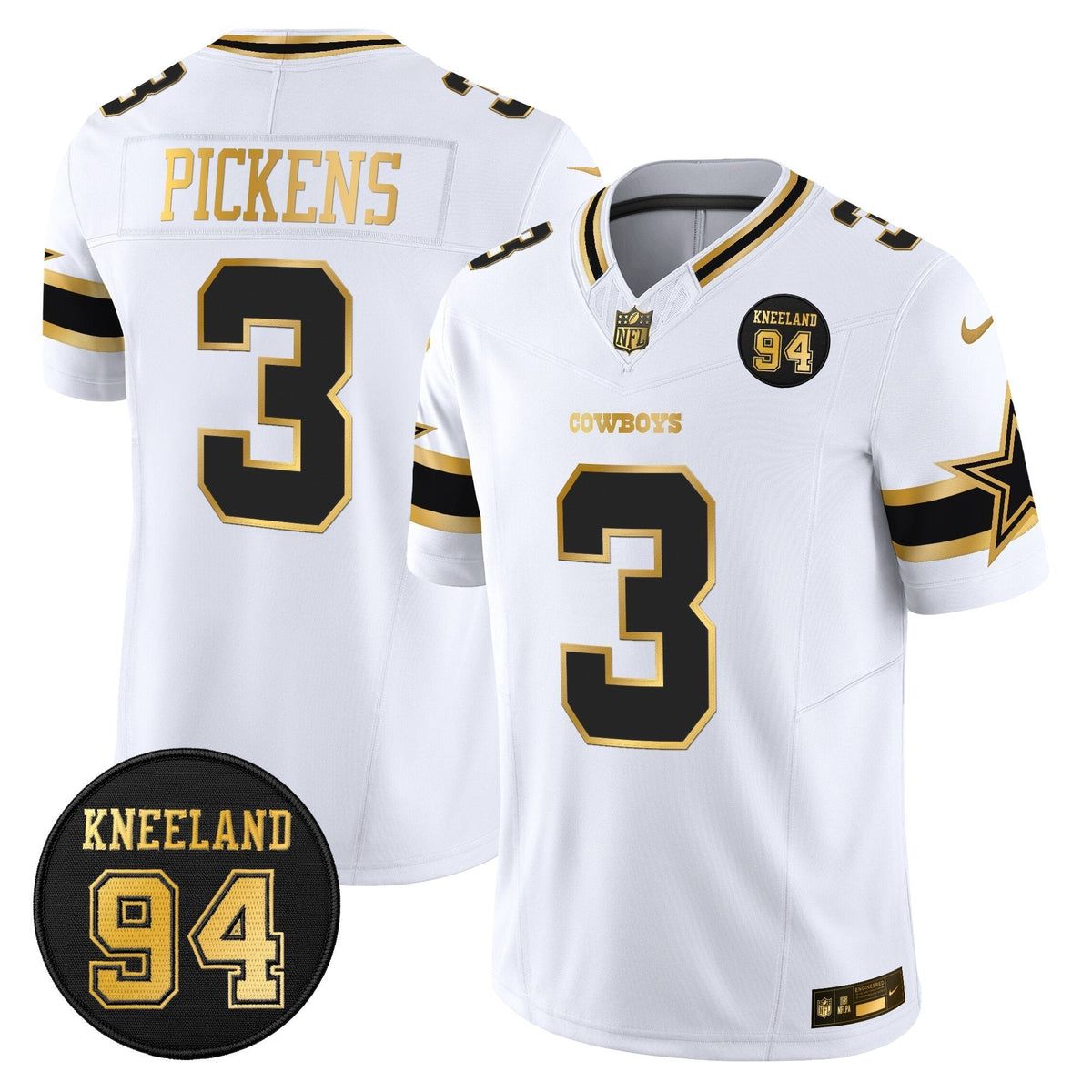 DAL #94 Marshawn Kneeland Memorial Patch Gold Vapor Limited Jersey