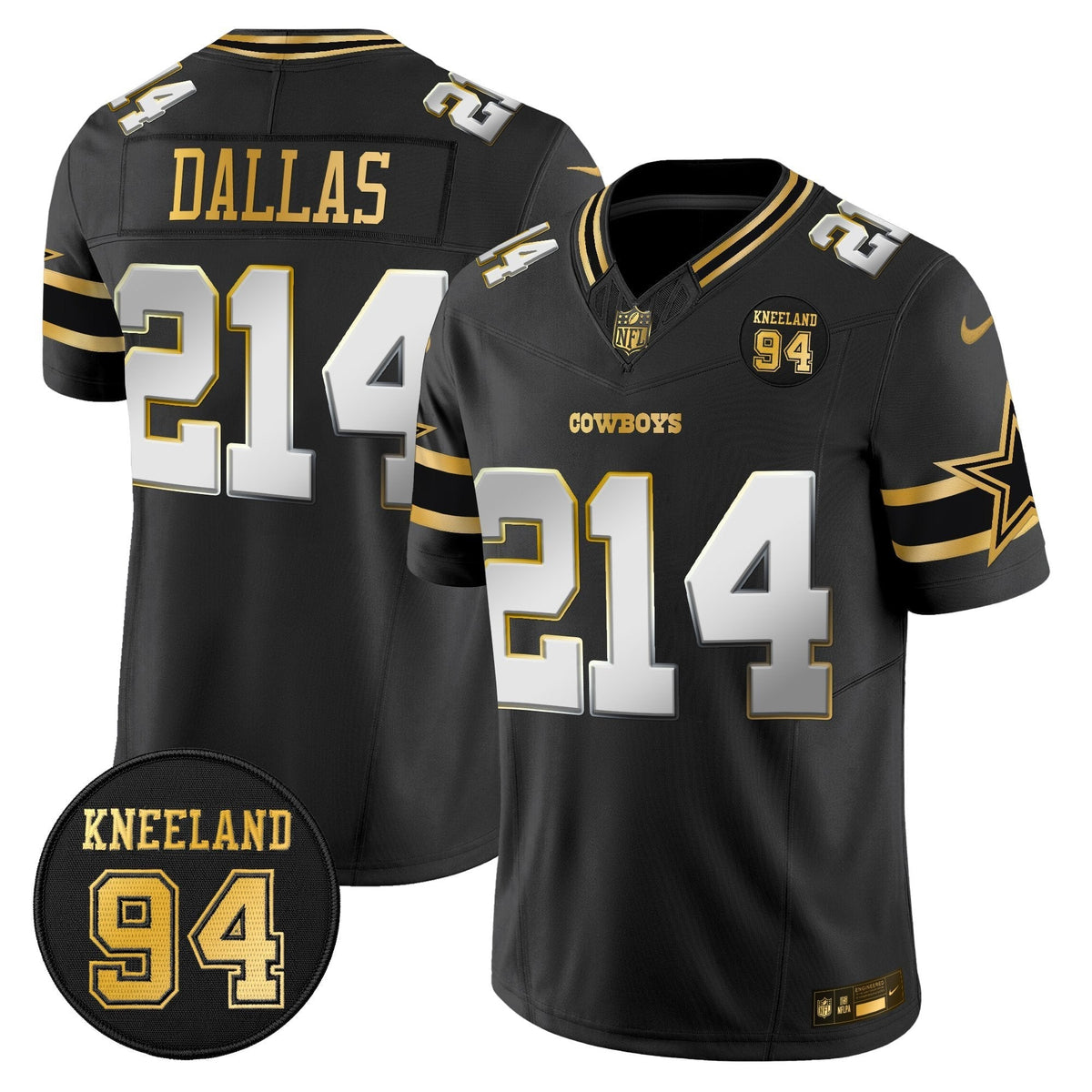 DAL #94 Marshawn Kneeland Memorial Patch Gold Vapor Limited Jersey