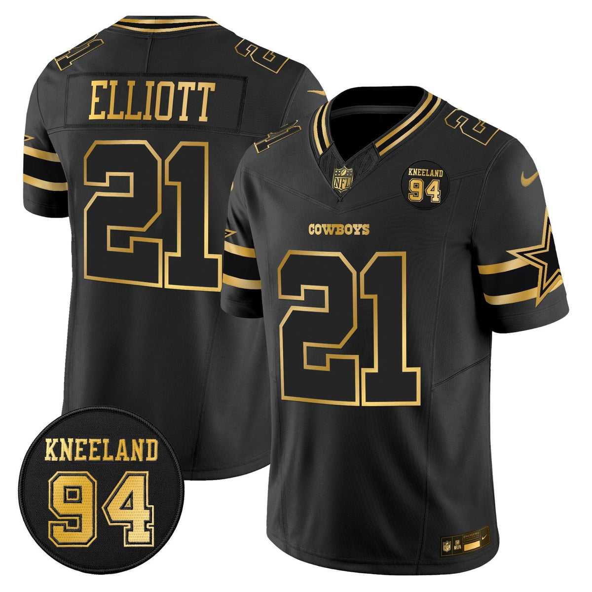 DAL #94 Marshawn Kneeland Memorial Patch Gold Vapor Limited Jersey