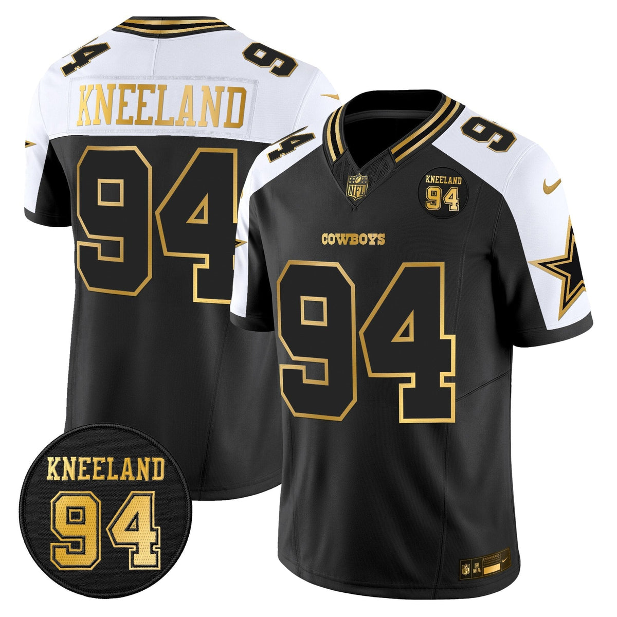 DAL #94 Marshawn Kneeland Memorial Patch Gold Vapor Limited Jersey